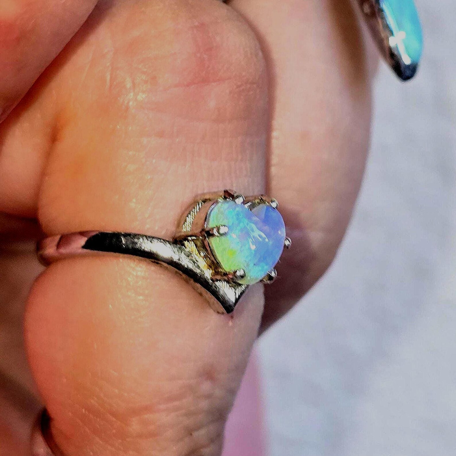 Natural Australian Opal Ring thumbnail 11