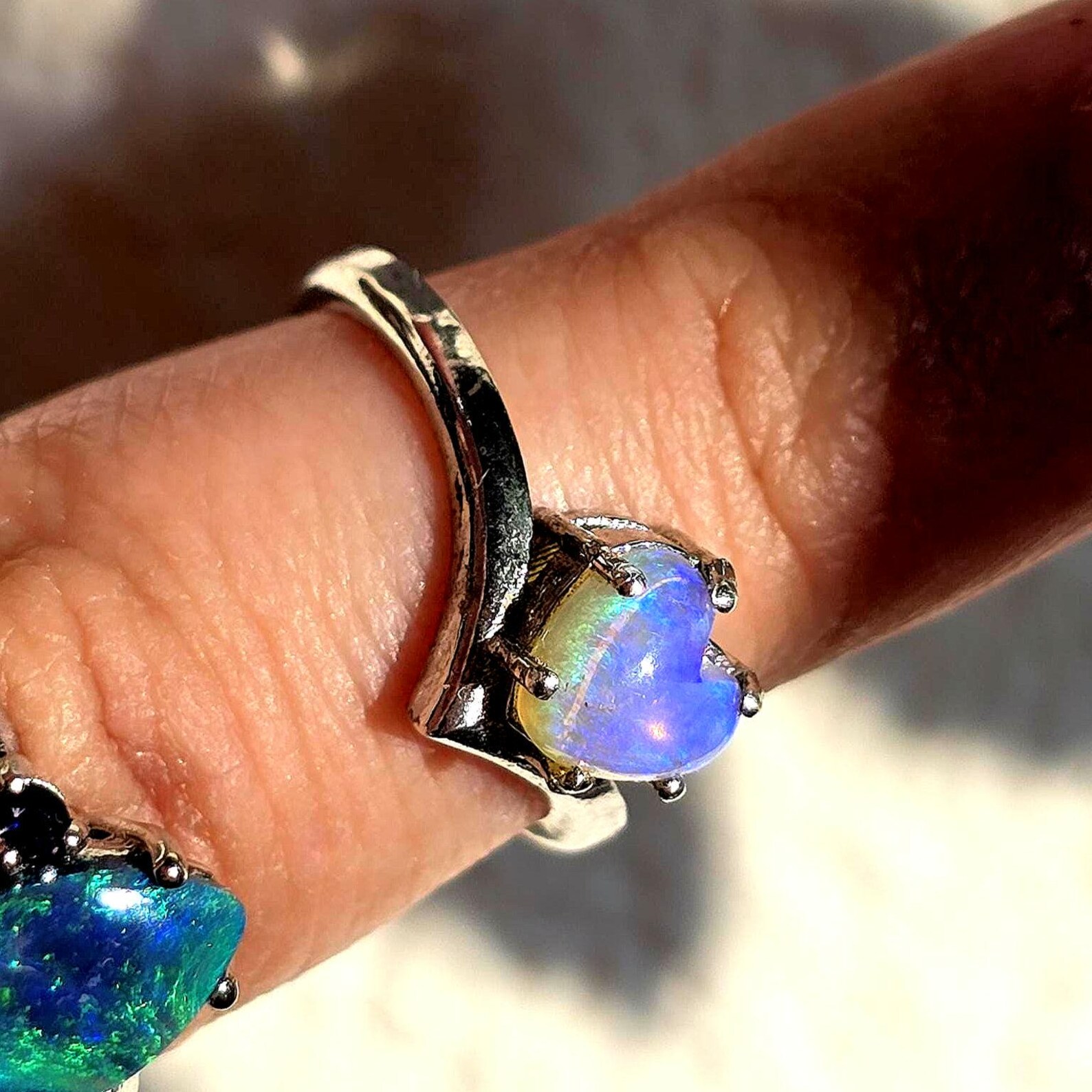 Natural Australian Opal Ring thumbnail 12
