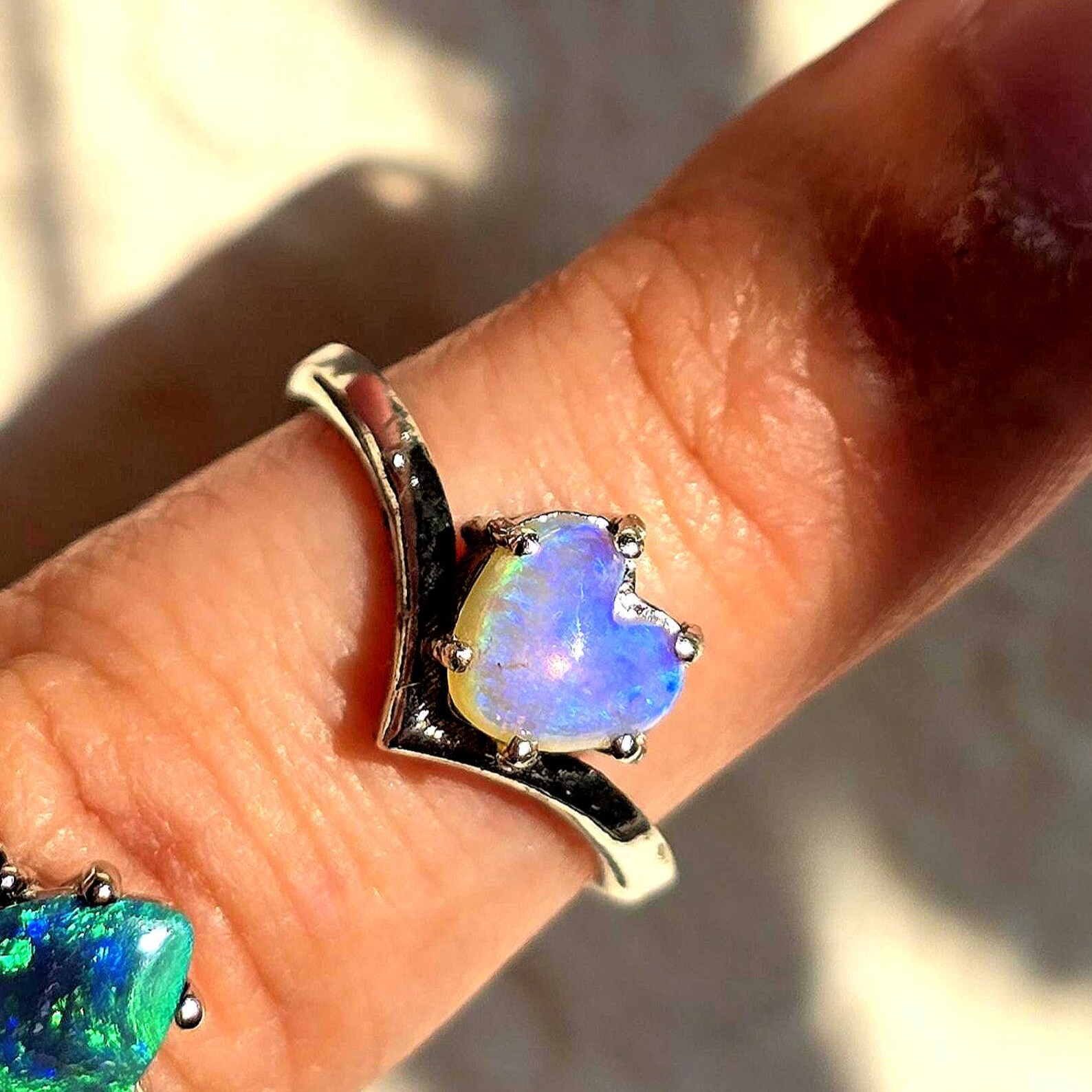 Natural Australian Opal Ring thumbnail 13