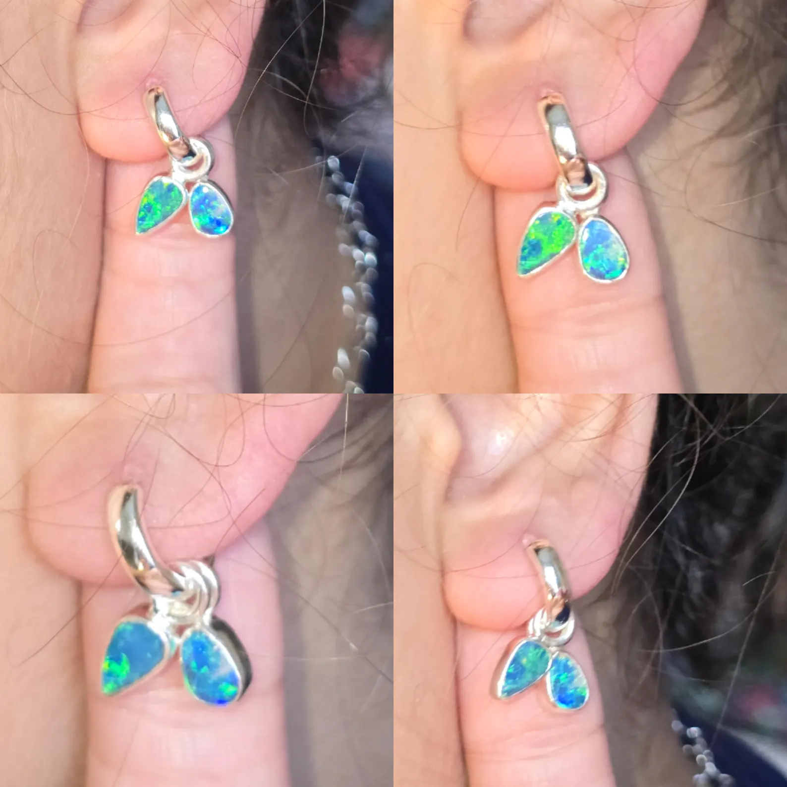 Natural Australian Opal Hoops 925 sterling silver 5 thumbnail 4