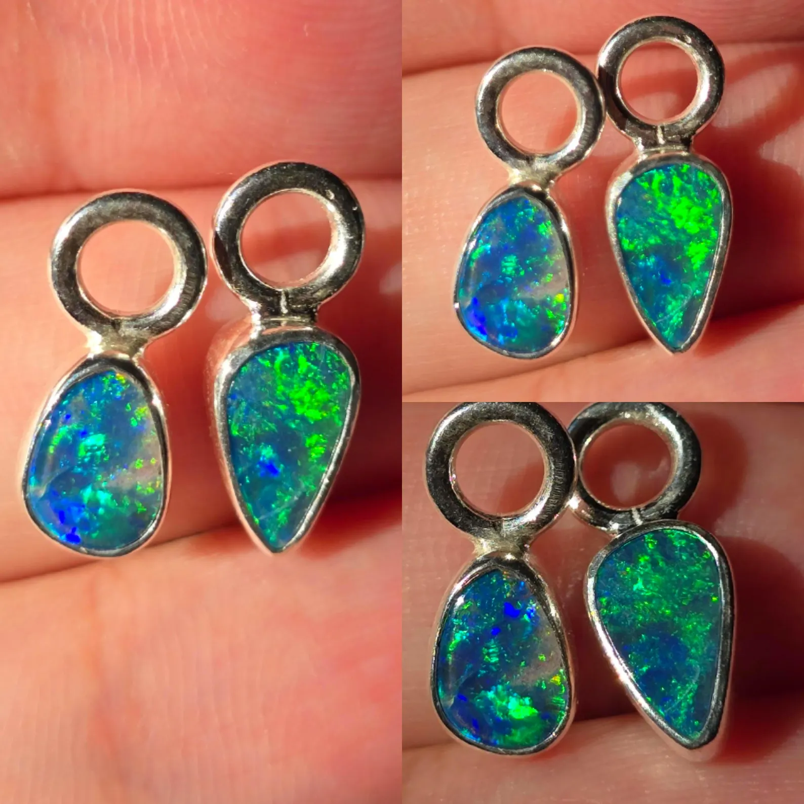 Natural Australian Opal Hoops 925 sterling silver 5 thumbnail 6