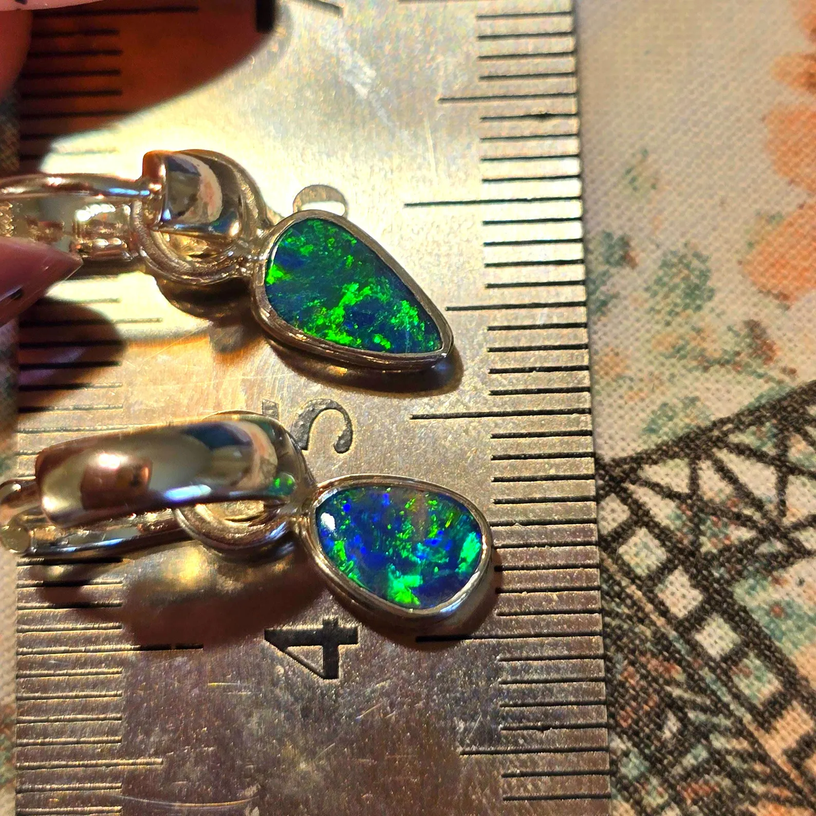 Natural Australian Opal Hoops 925 sterling silver 5 thumbnail 9
