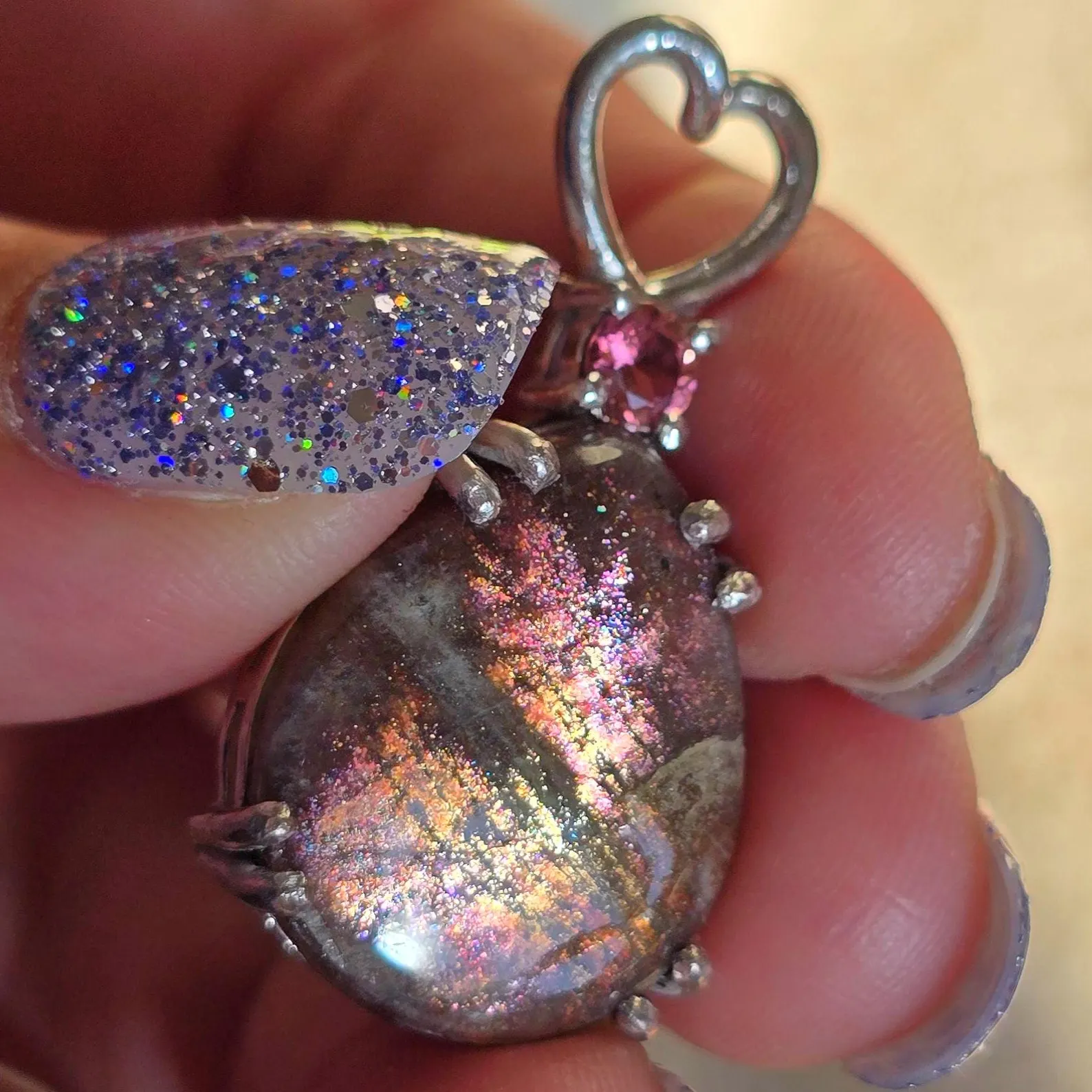 Galaxy - Purple Haze Necklace 925 Silver , Natural Tourmaline thumbnail 4