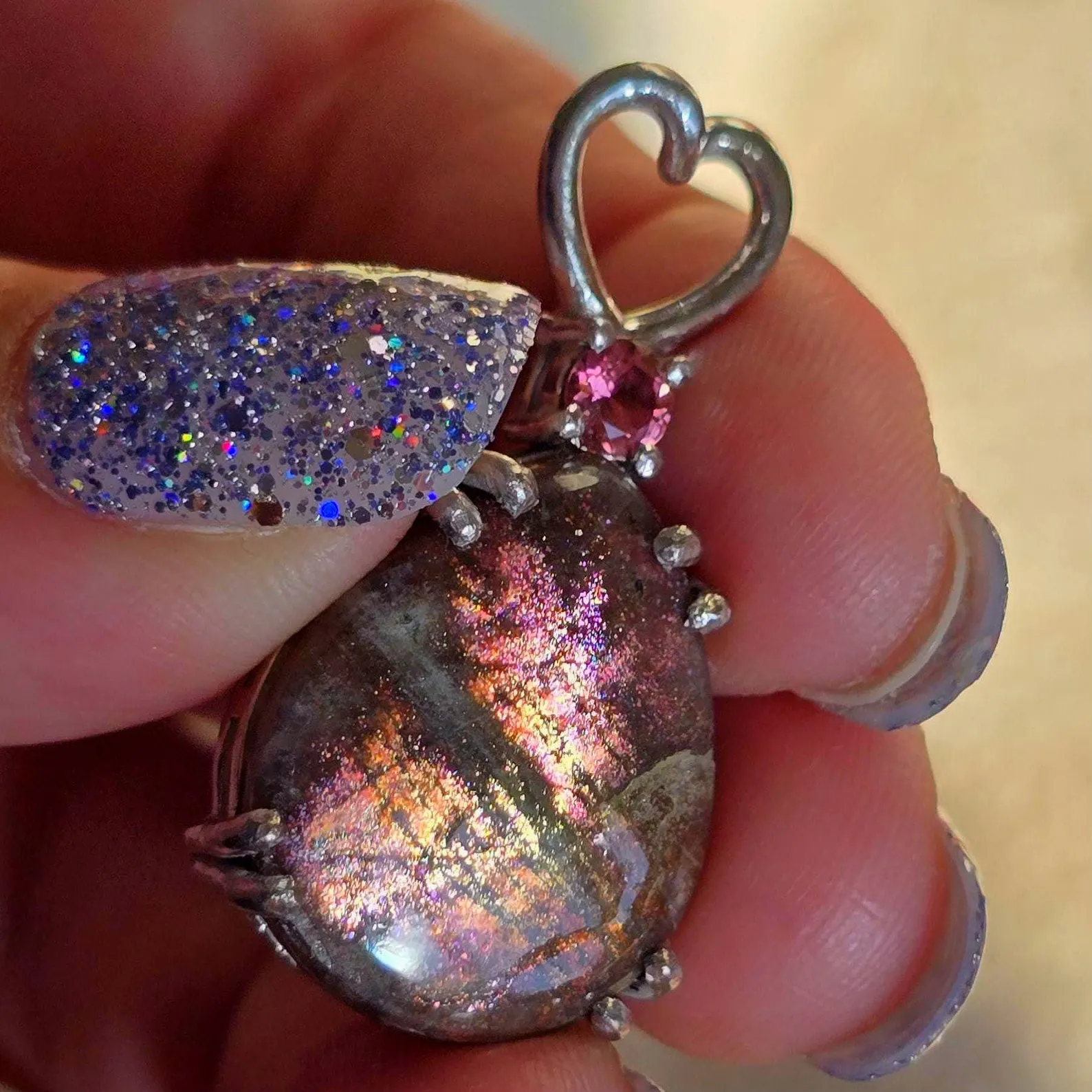 Galaxy - Purple Haze Necklace 925 Silver , Natural Tourmaline thumbnail 3