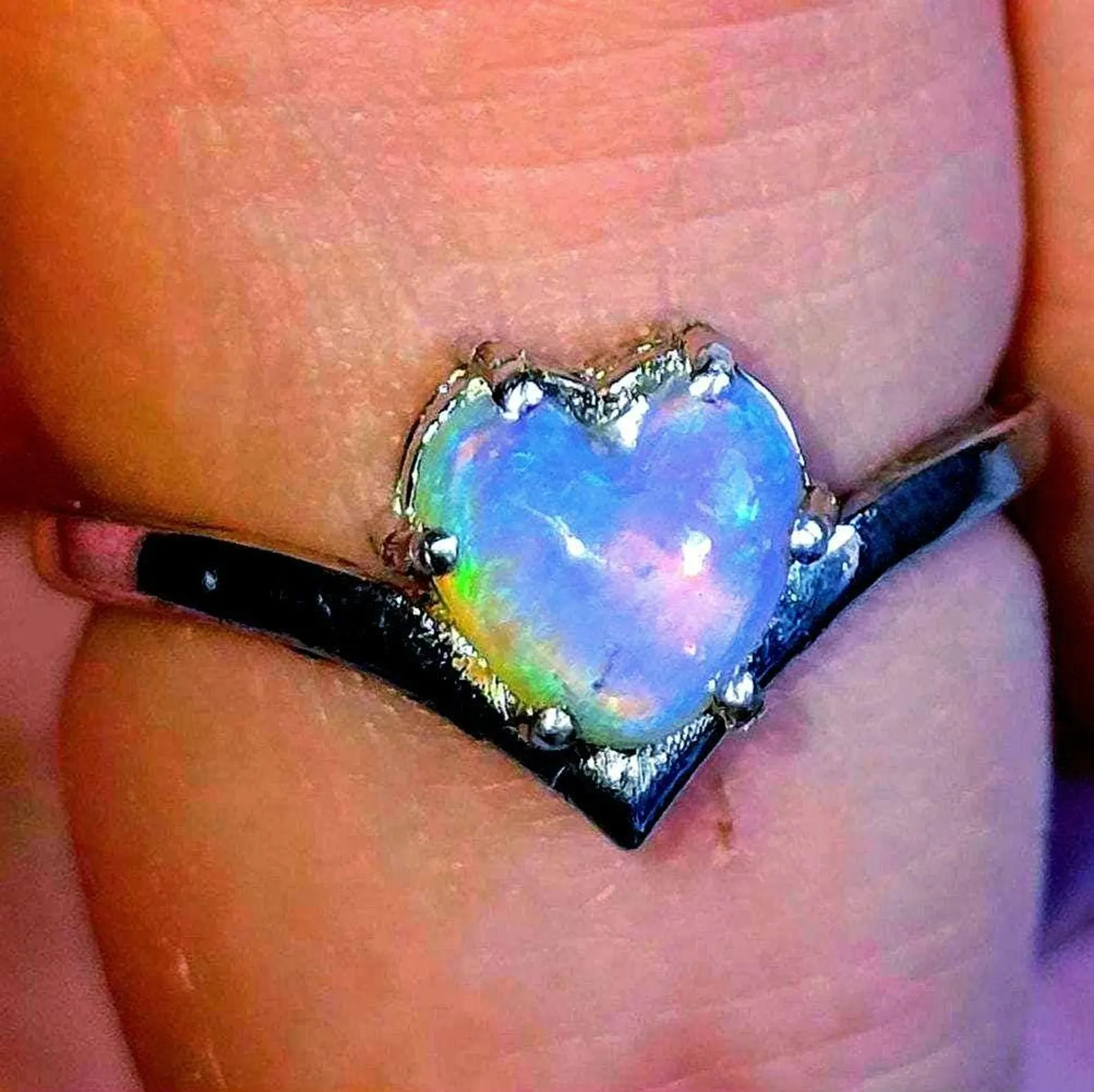 Natural Australian Opal Ring thumbnail 6