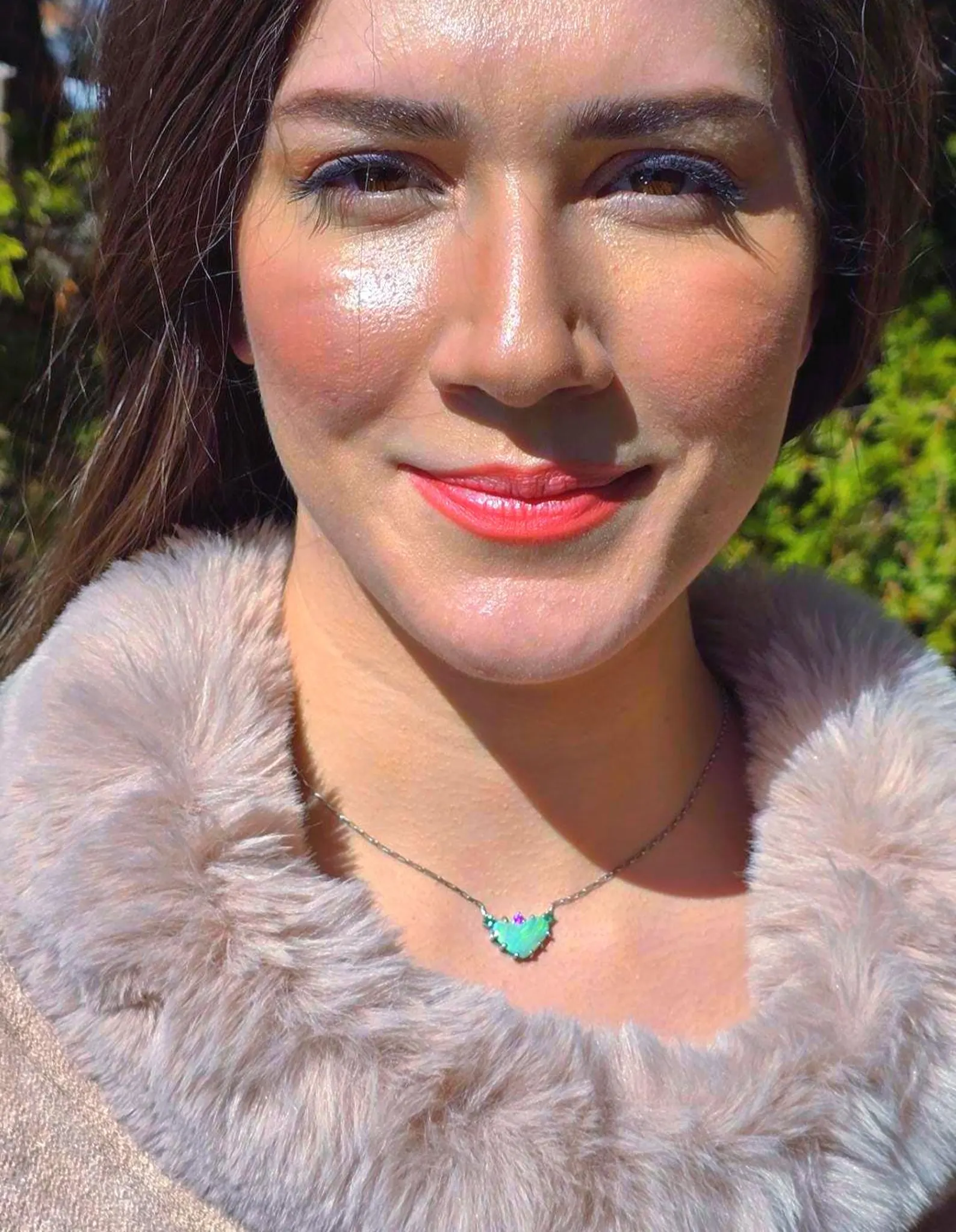 Natural Australian Opal Heart Necklace, Emerald Tourmaline 925 Silver, Opal Pendant, Genuine Opal Jewelry, October Birthstone Women Art Deco thumbnail 5