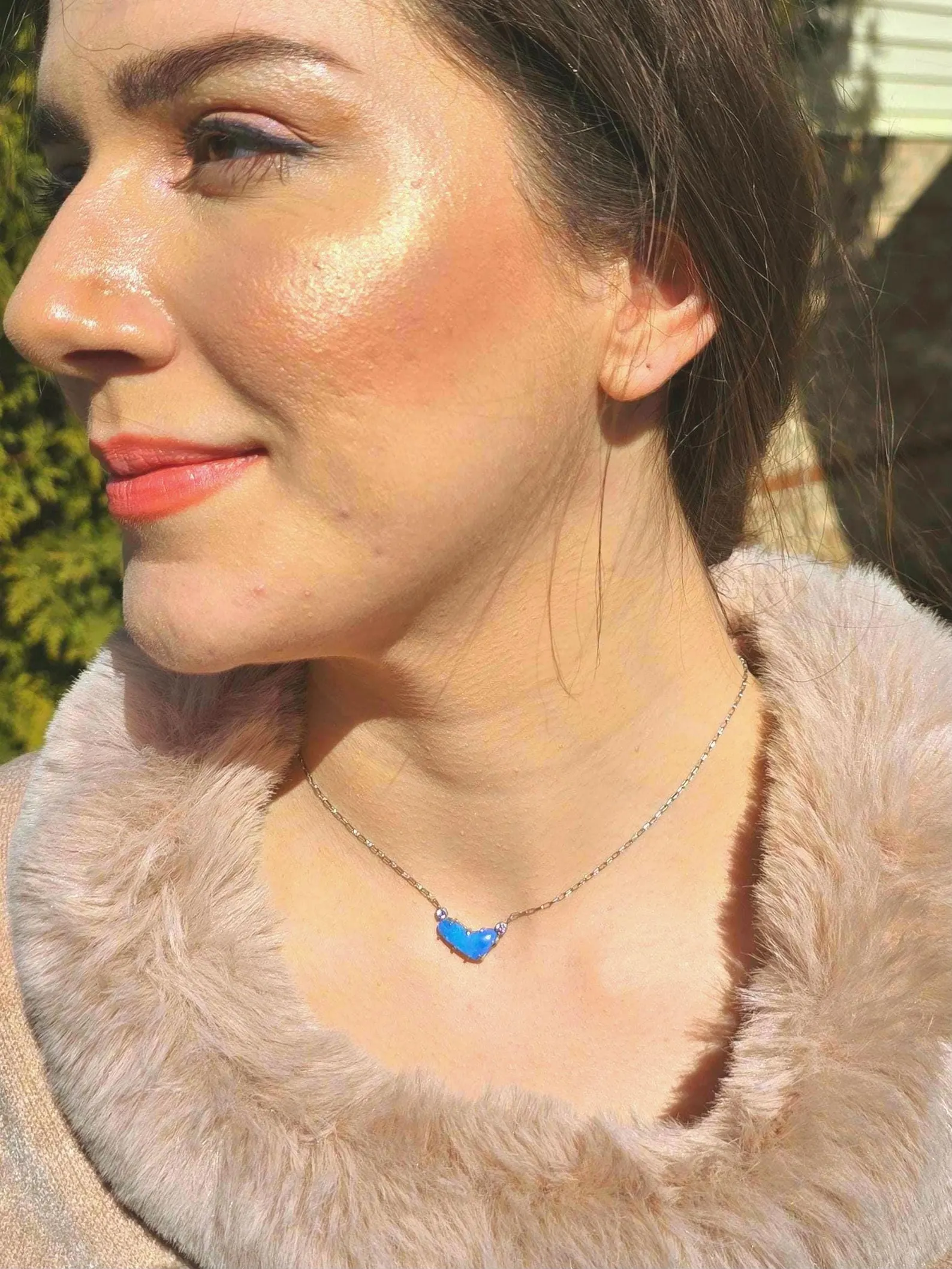 Natural Australian Opal Heart Necklace, Emerald 925 Silver Blue Opal Pendant, Genuine Opal Jewelry October Birthstone Women Rare dainty Teal thumbnail 2