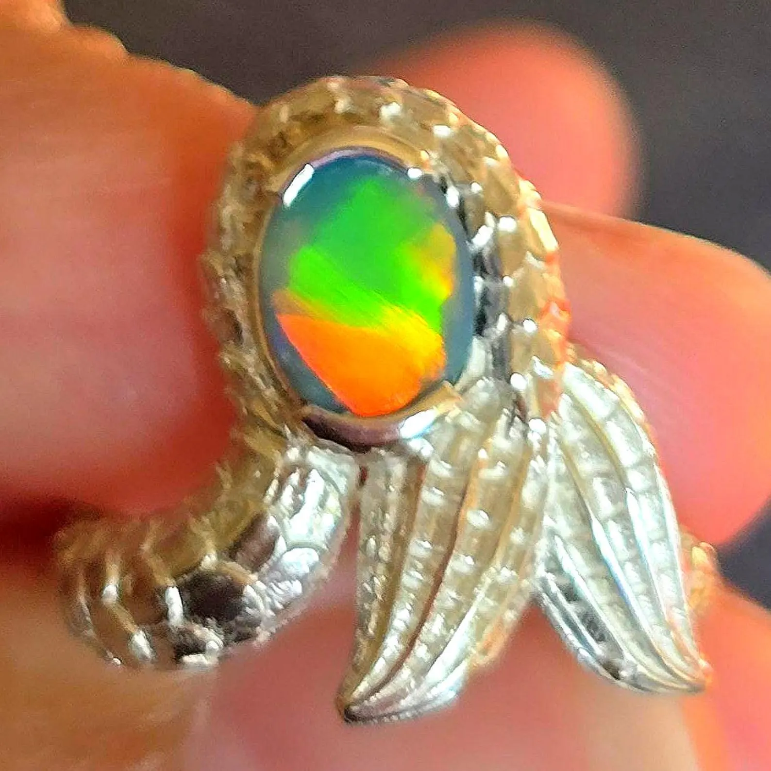 Natural Australian Opal Ring 925 Silver, Mermaid ring Genuine Black Opal Ring Opal Jewelry Unique Women Boho Pinky Midi Stacking ring thumbnail 2
