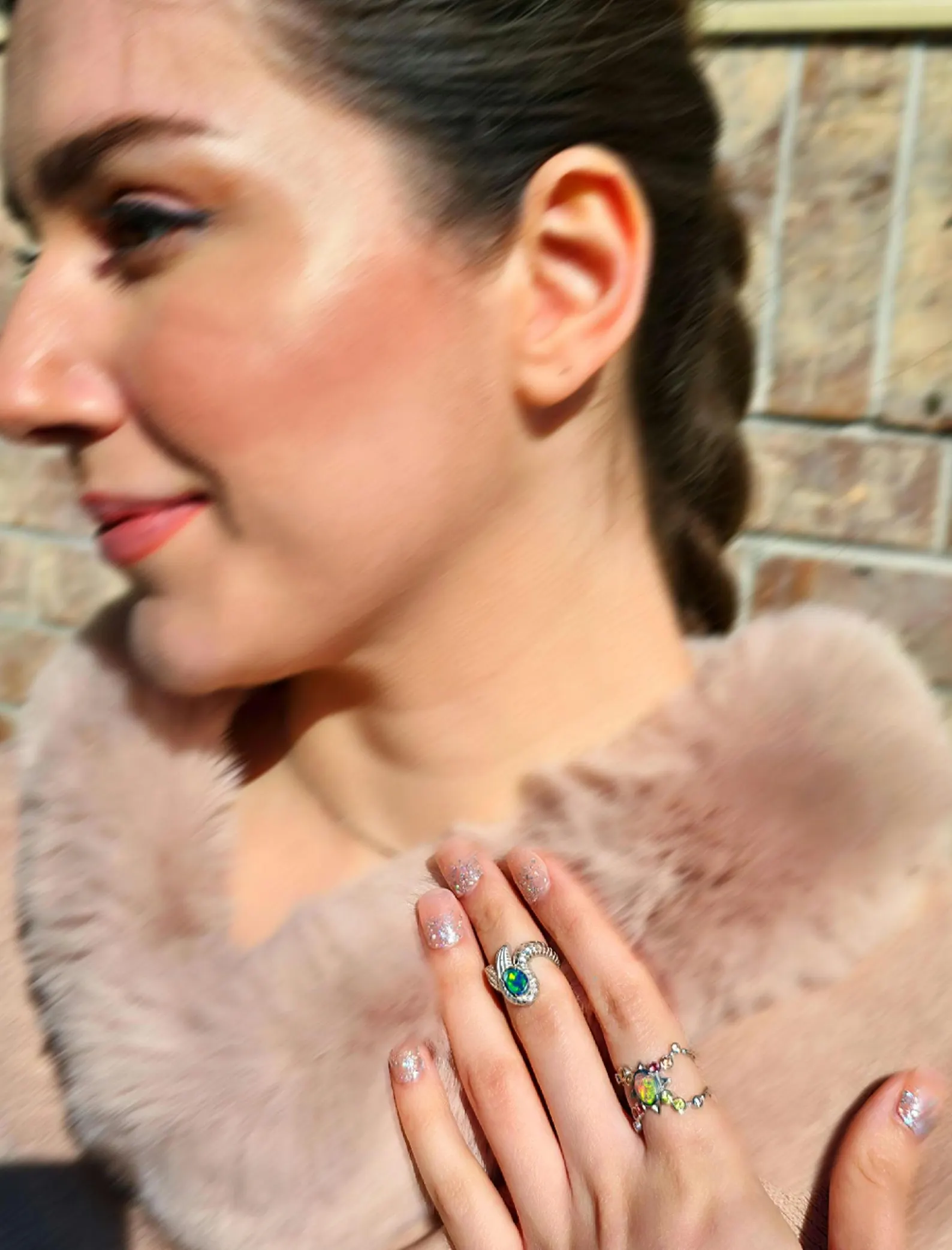Natural Australian Opal Ring 925 Silver, Mermaid ring, Genuine Black Opal Ring, Blue Unique Women Boho Pinky Midi Stacking ring thumbnail 3