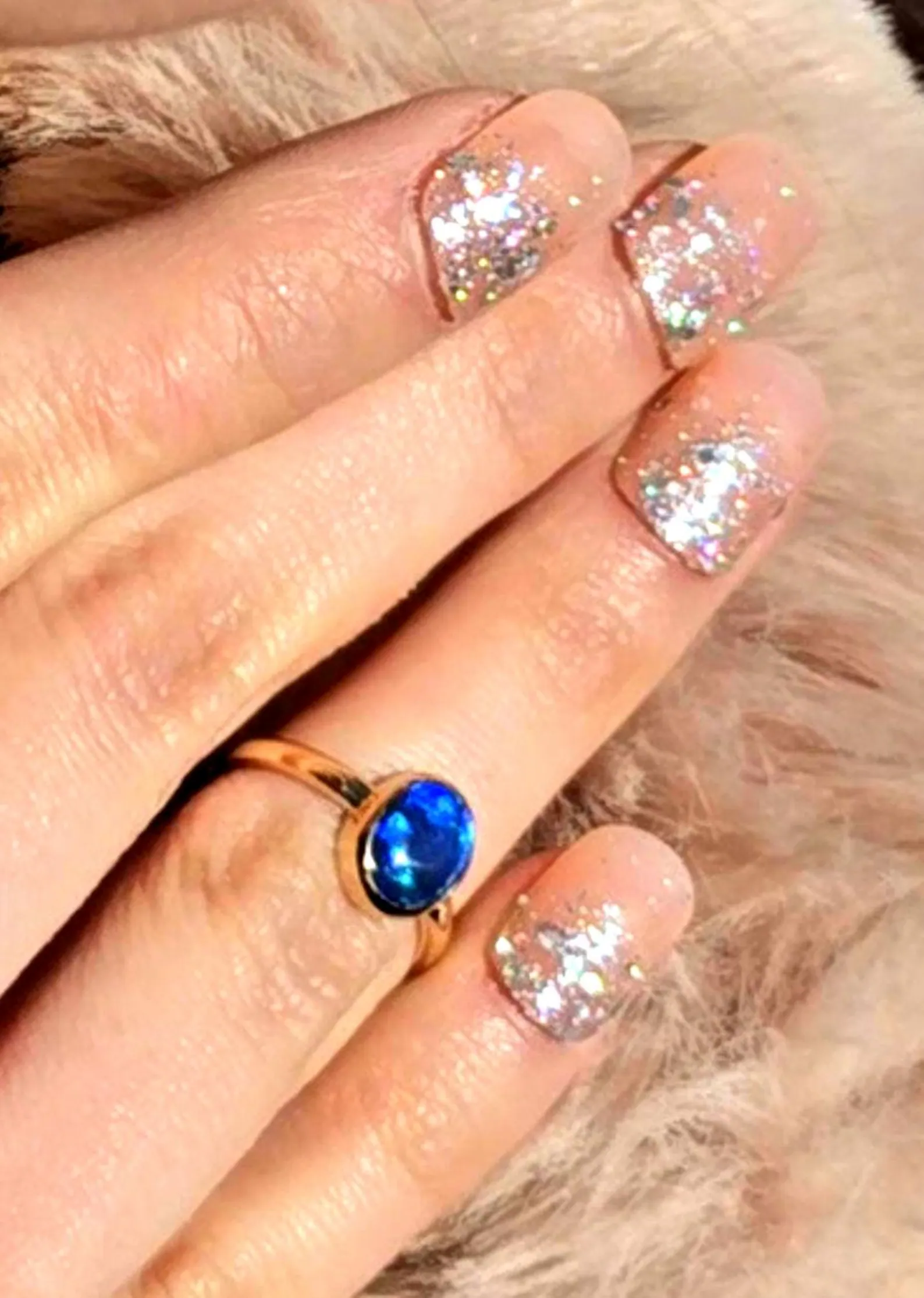 NEON Solid 9k Gold Natural Australian Black Opal Ring,  thumbnail 7