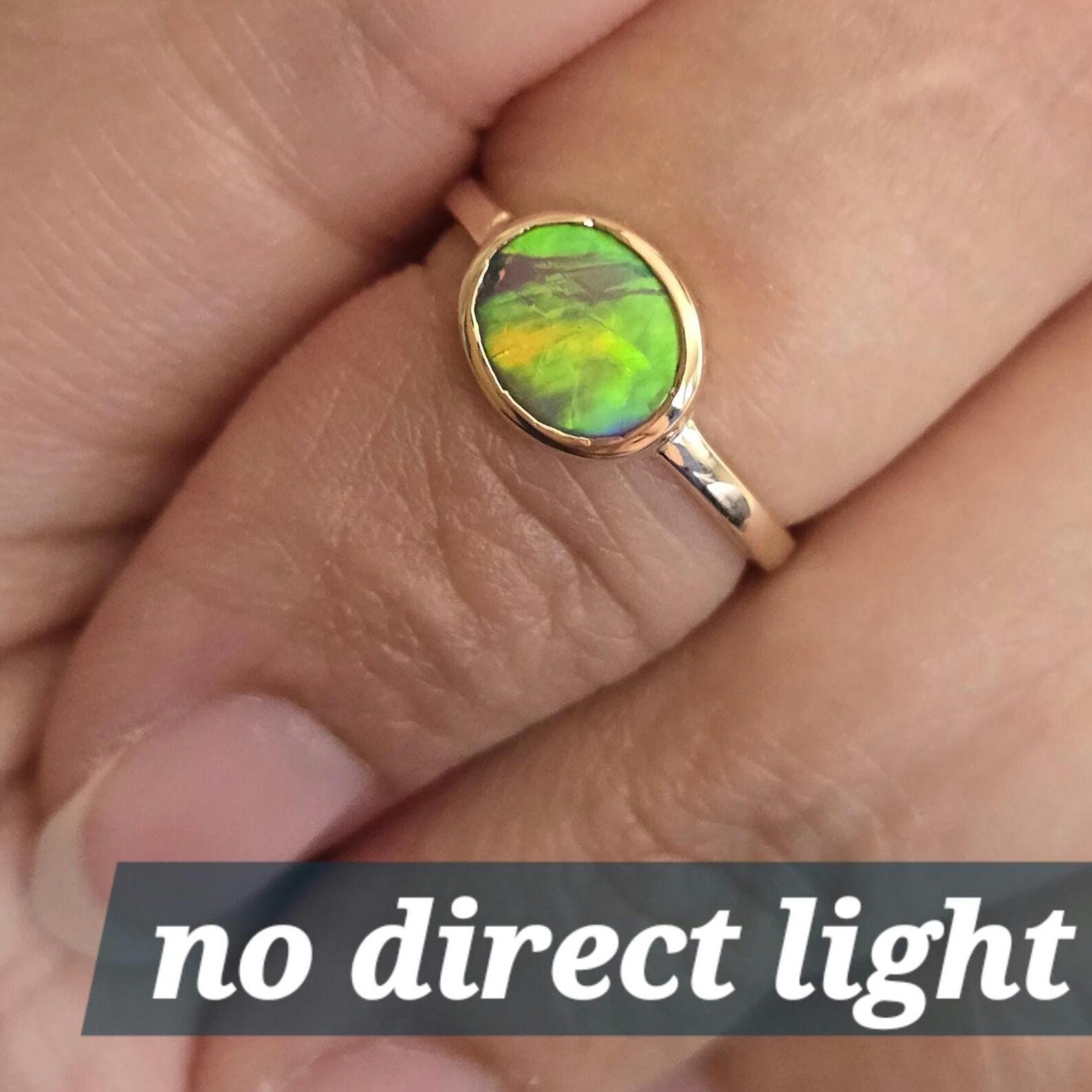 NEON Solid 9k Gold Natural Australian Opal Ring Size 4, Genuine Black Opal Ring, Fine Gold Opal Ring Jewelry Birthstone Engagement ring thumbnail 6