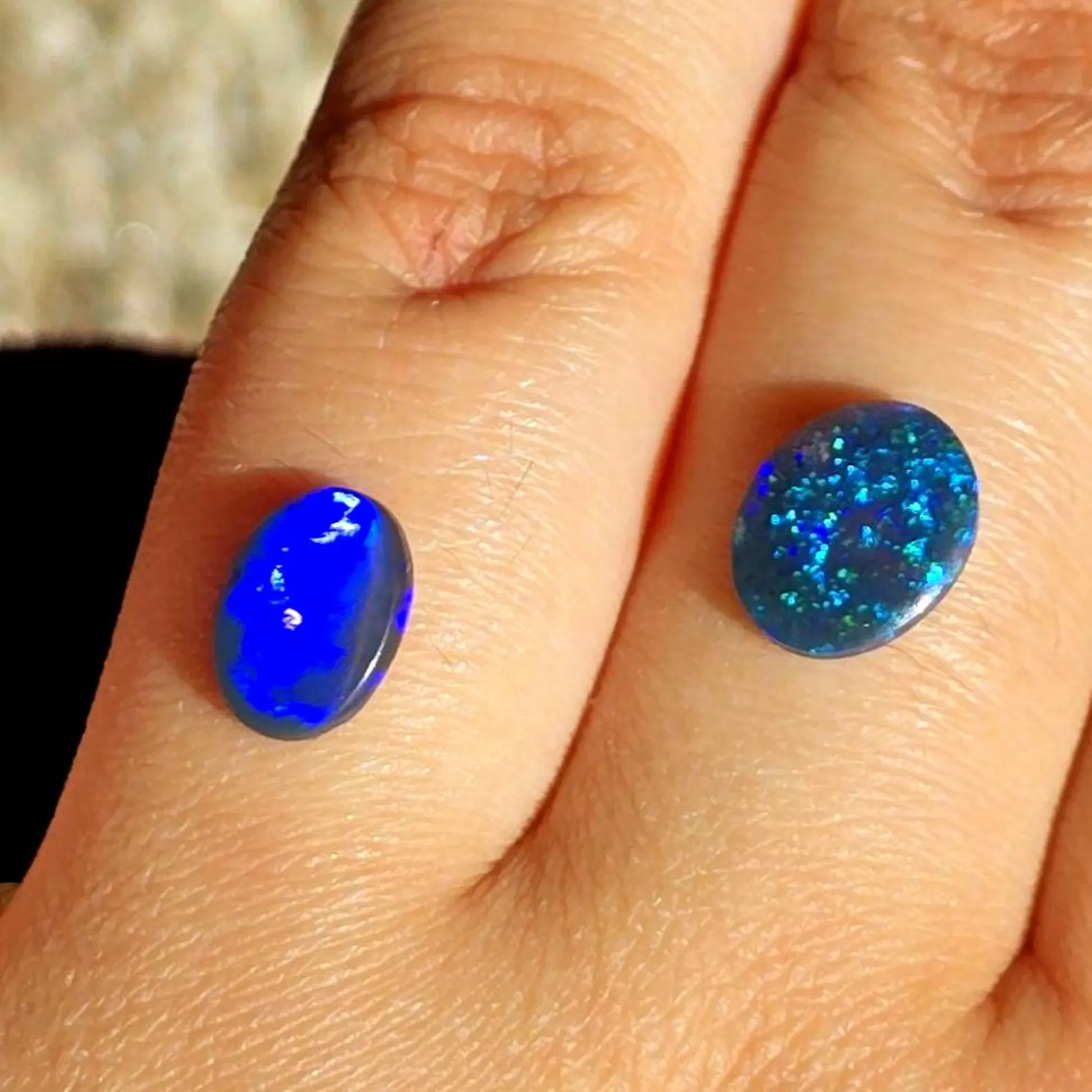 NEON BLUE - CUSTOM Natural Australian Black Opal Ring thumbnail 18