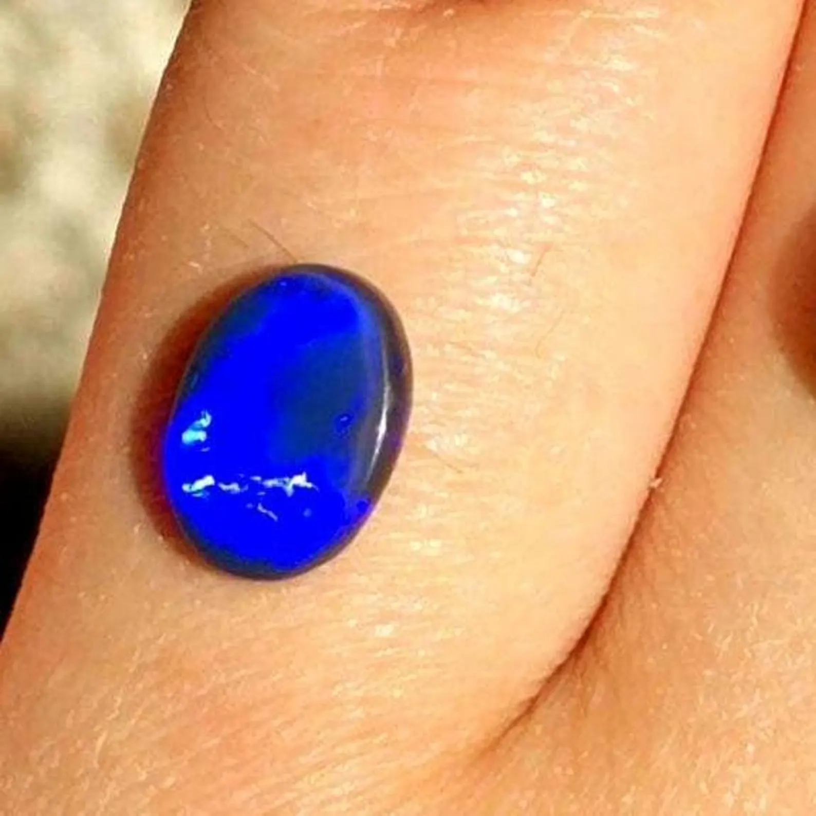 NEON BLUE - CUSTOM Natural Australian Black Opal Ring thumbnail 8