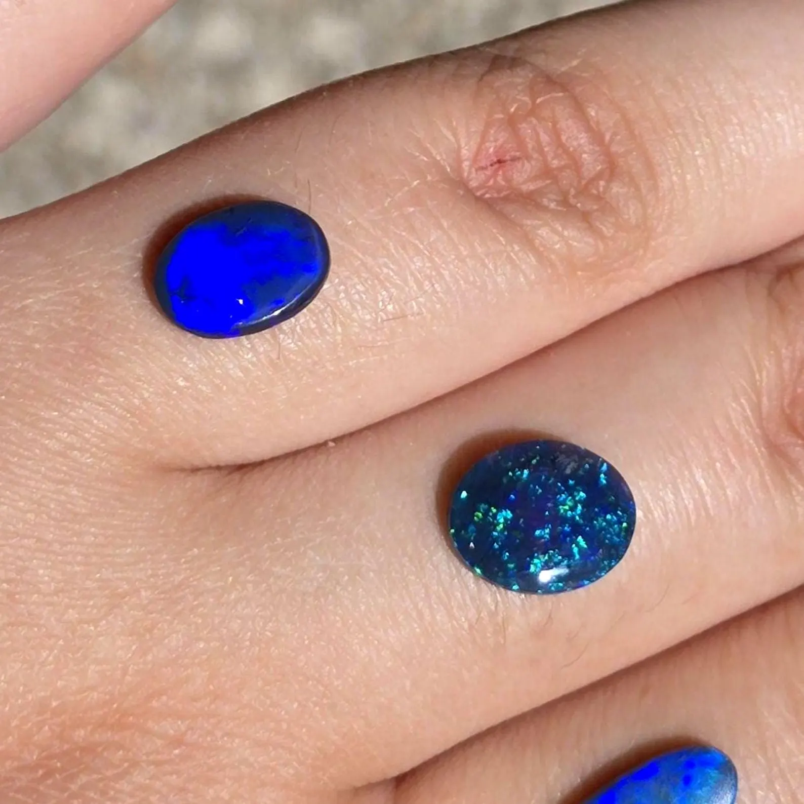 NEON BLUE - CUSTOM Natural Australian Black Opal Ring thumbnail 7