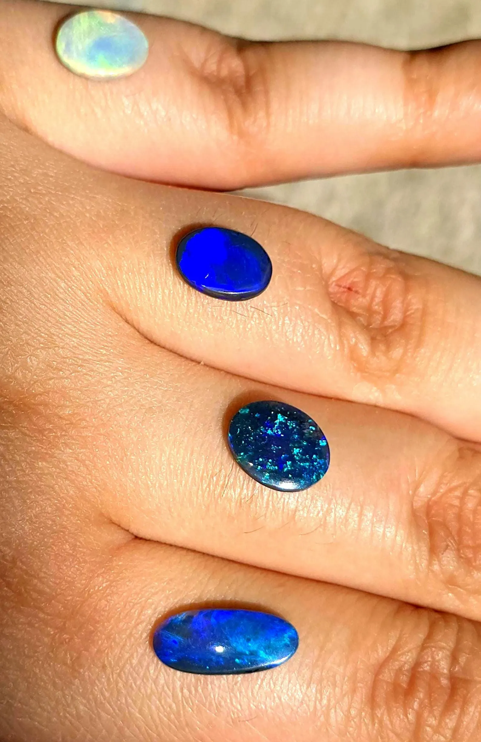 NEON BLUE - CUSTOM Natural Australian Black Opal Ring thumbnail 16