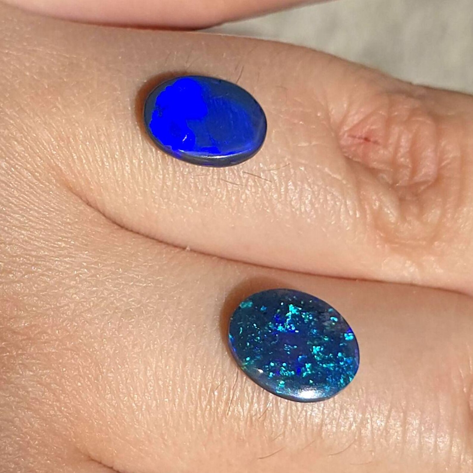 NEON BLUE - CUSTOM Natural Australian Black Opal Ring thumbnail 12