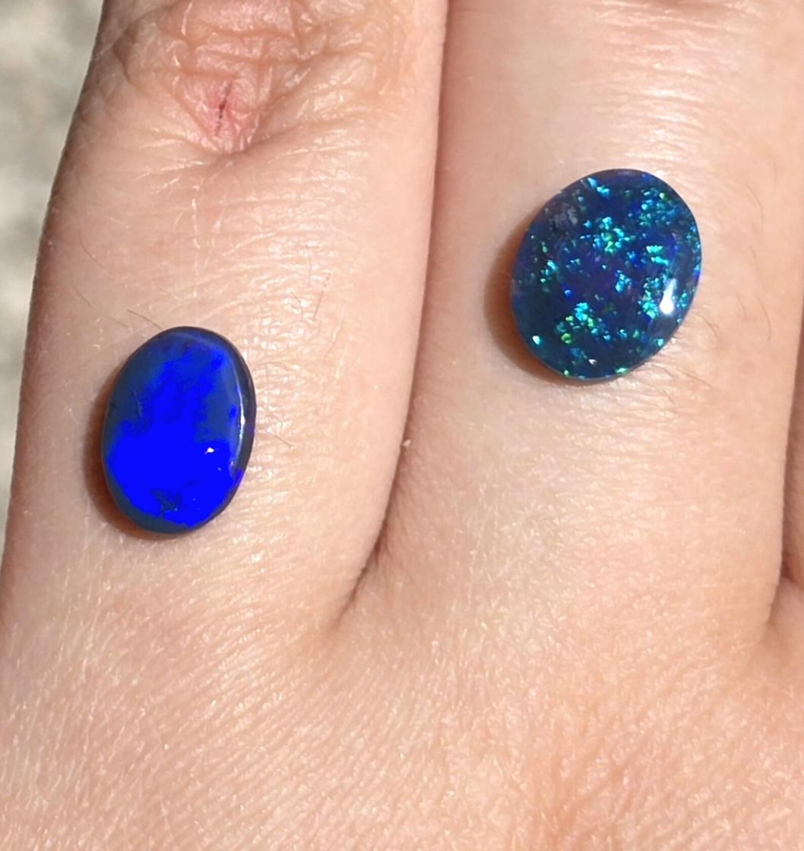 NEON BLUE - CUSTOM Natural Australian Black Opal Ring thumbnail 3
