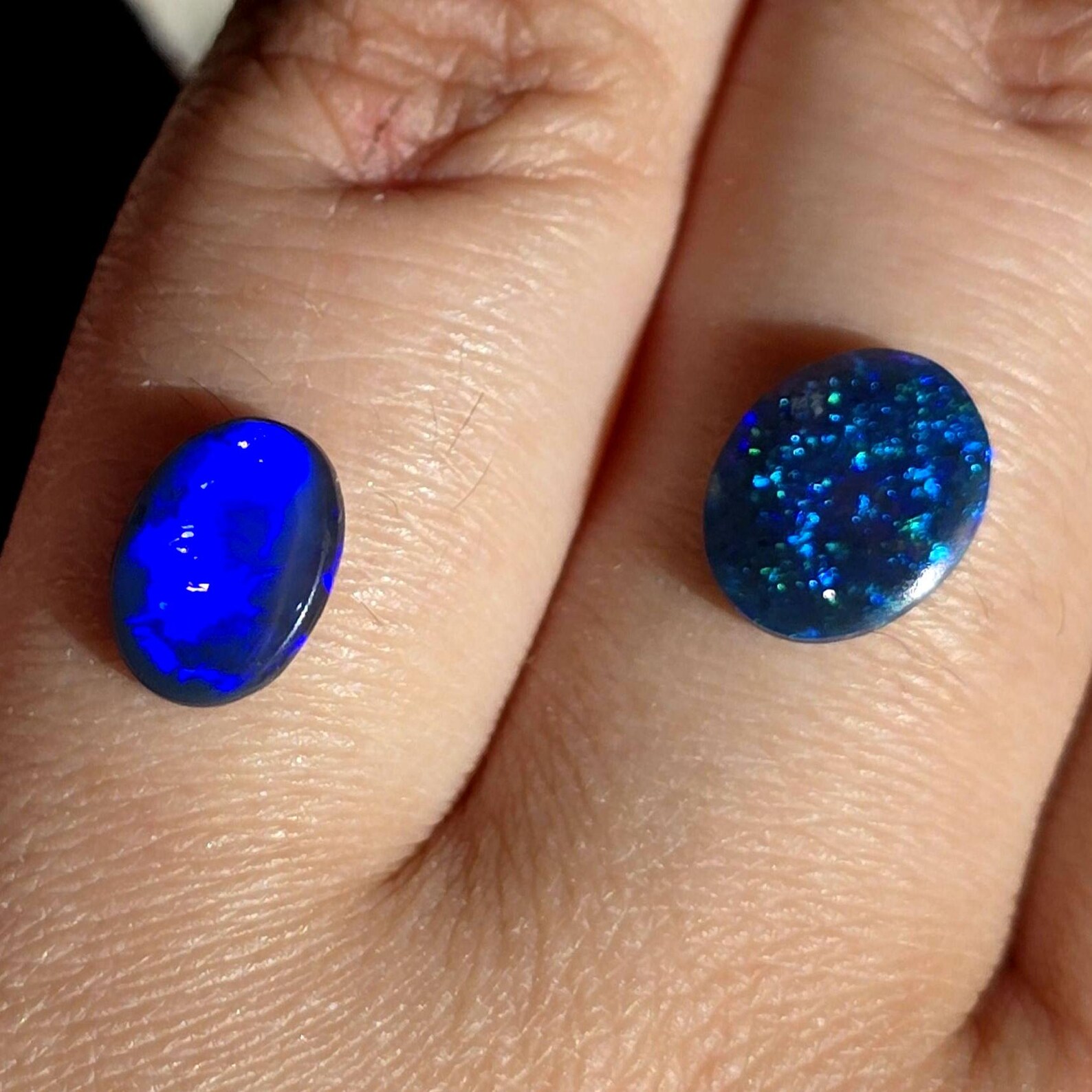 NEON BLUE - CUSTOM Natural Australian Black Opal Ring thumbnail 11