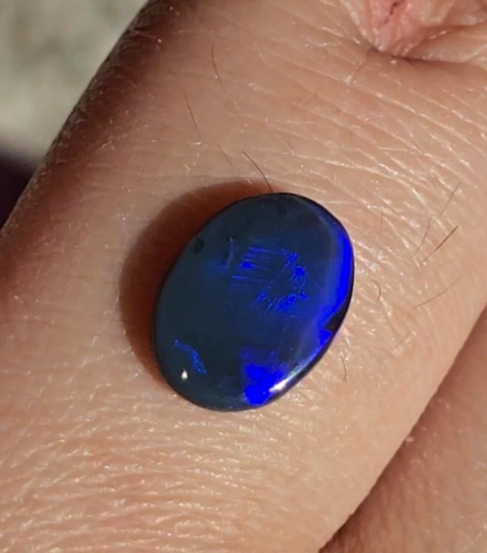 NEON BLUE - CUSTOM Natural Australian Black Opal Ring thumbnail 5