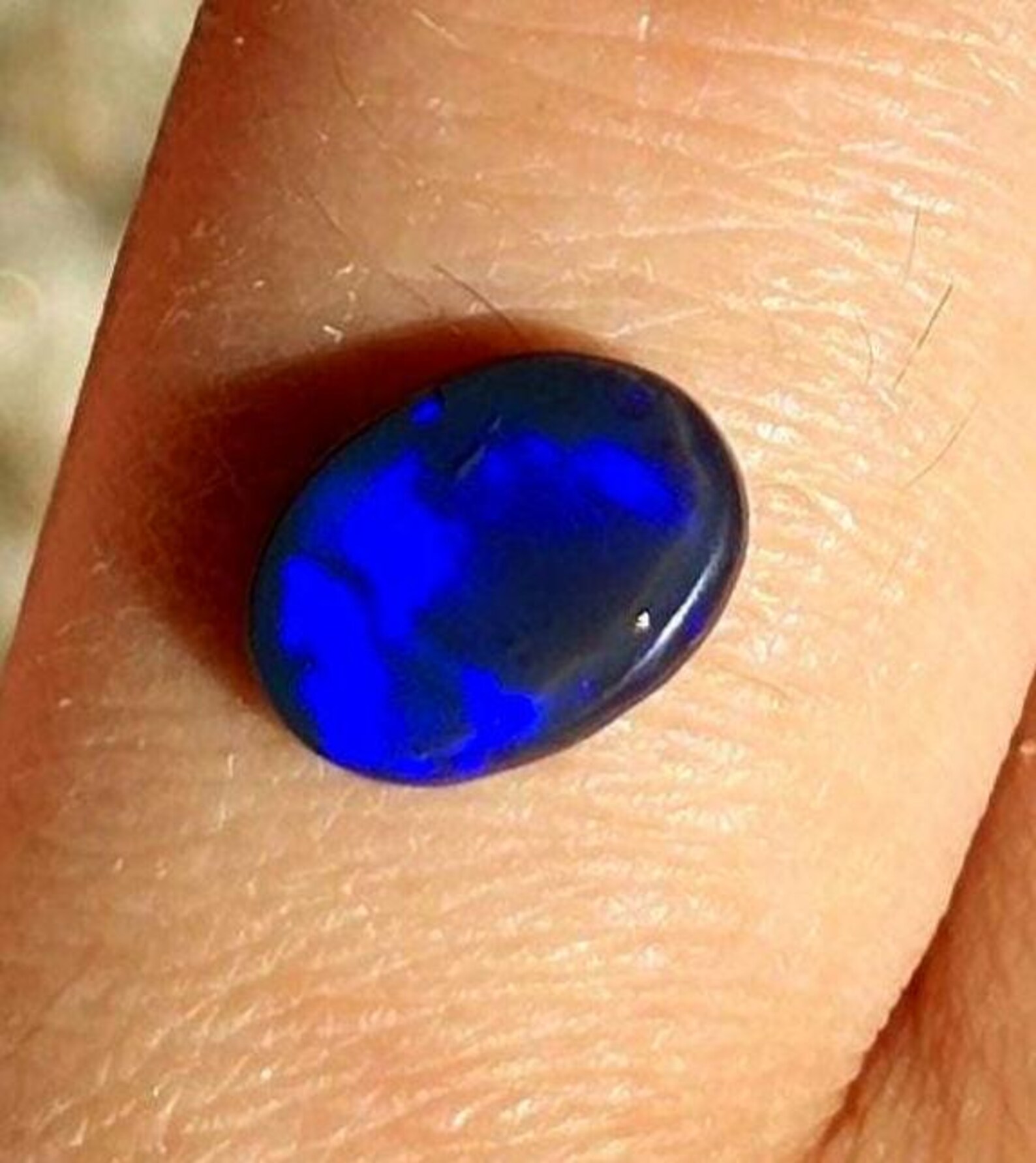 NEON BLUE - CUSTOM Natural Australian Black Opal Ring thumbnail 6