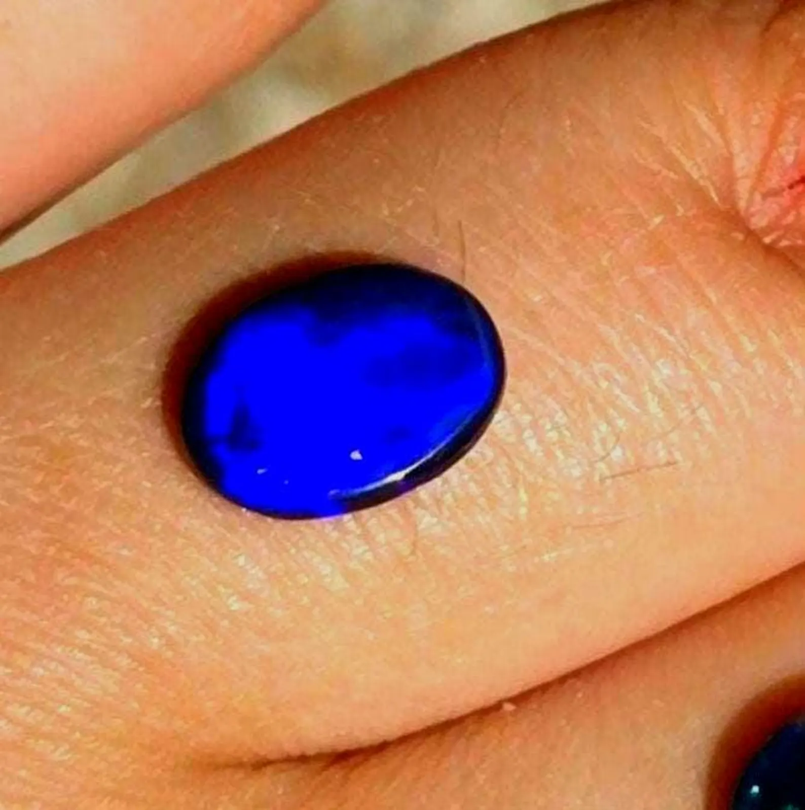 NEON BLUE - CUSTOM Natural Australian Black Opal Ring thumbnail 2