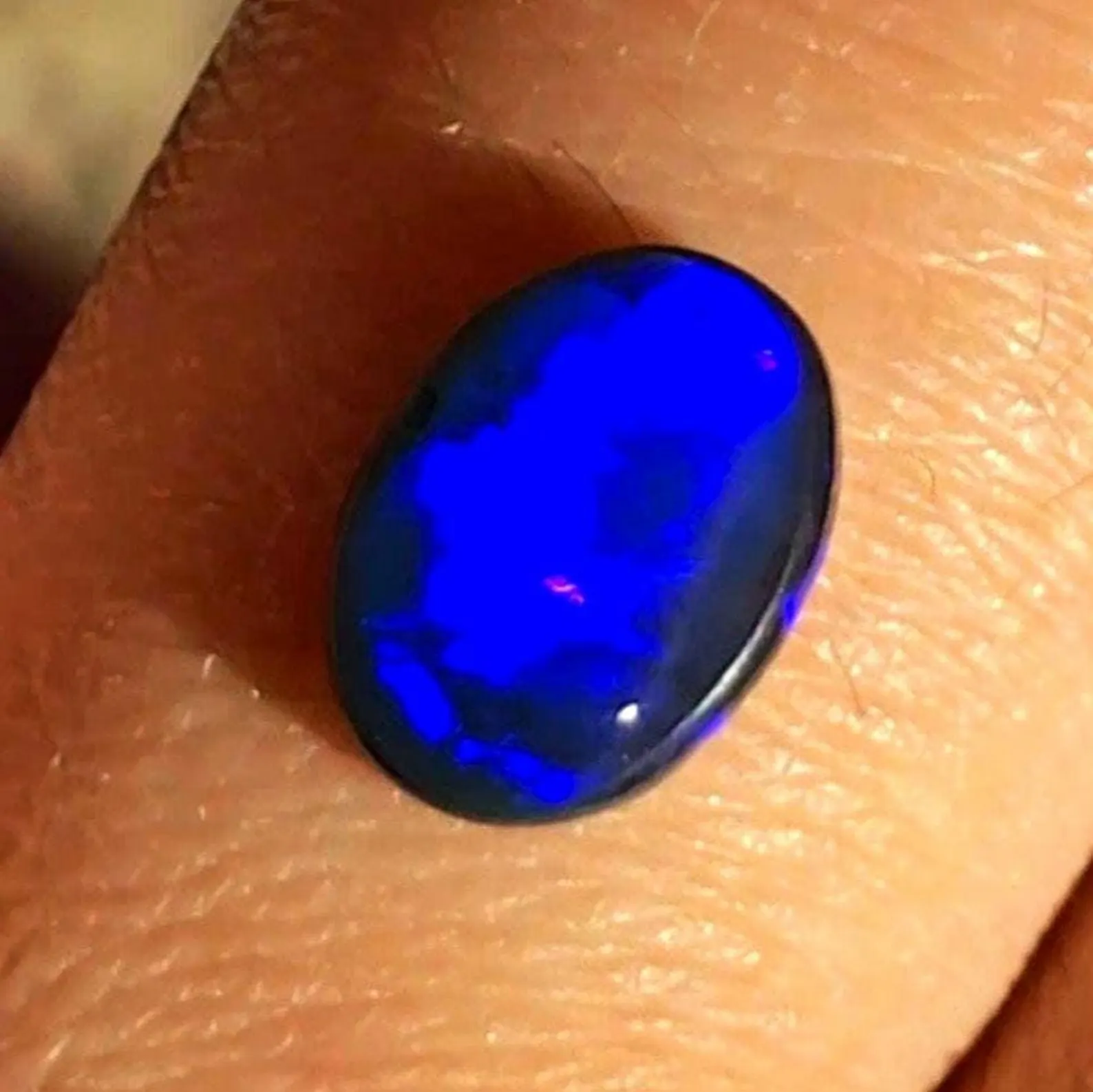 NEON BLUE - CUSTOM Natural Australian Black Opal Ring thumbnail 4