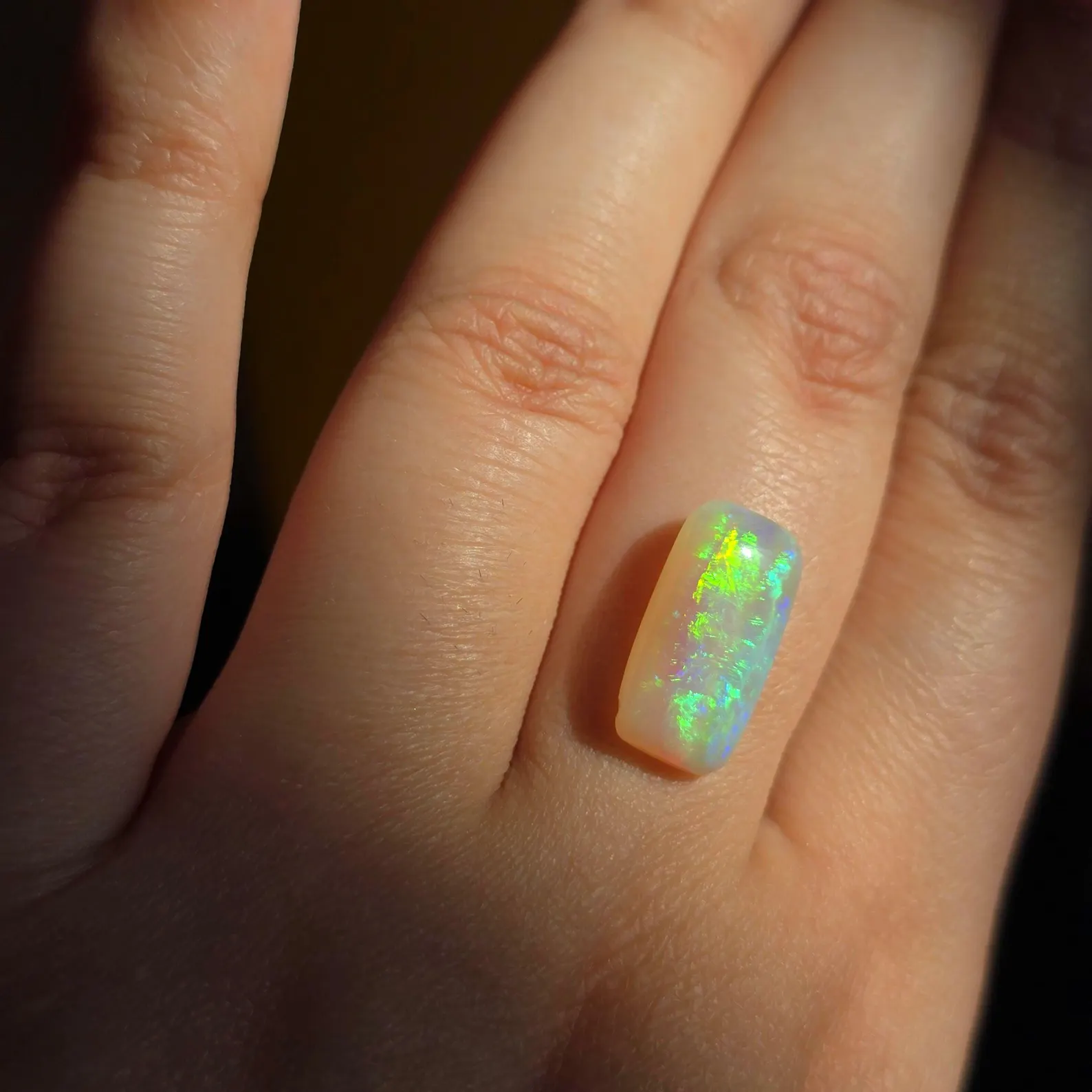 Cushion-cut Firework - Custom Natural Australian Opal Ring, Taylor's ring shape thumbnail 8