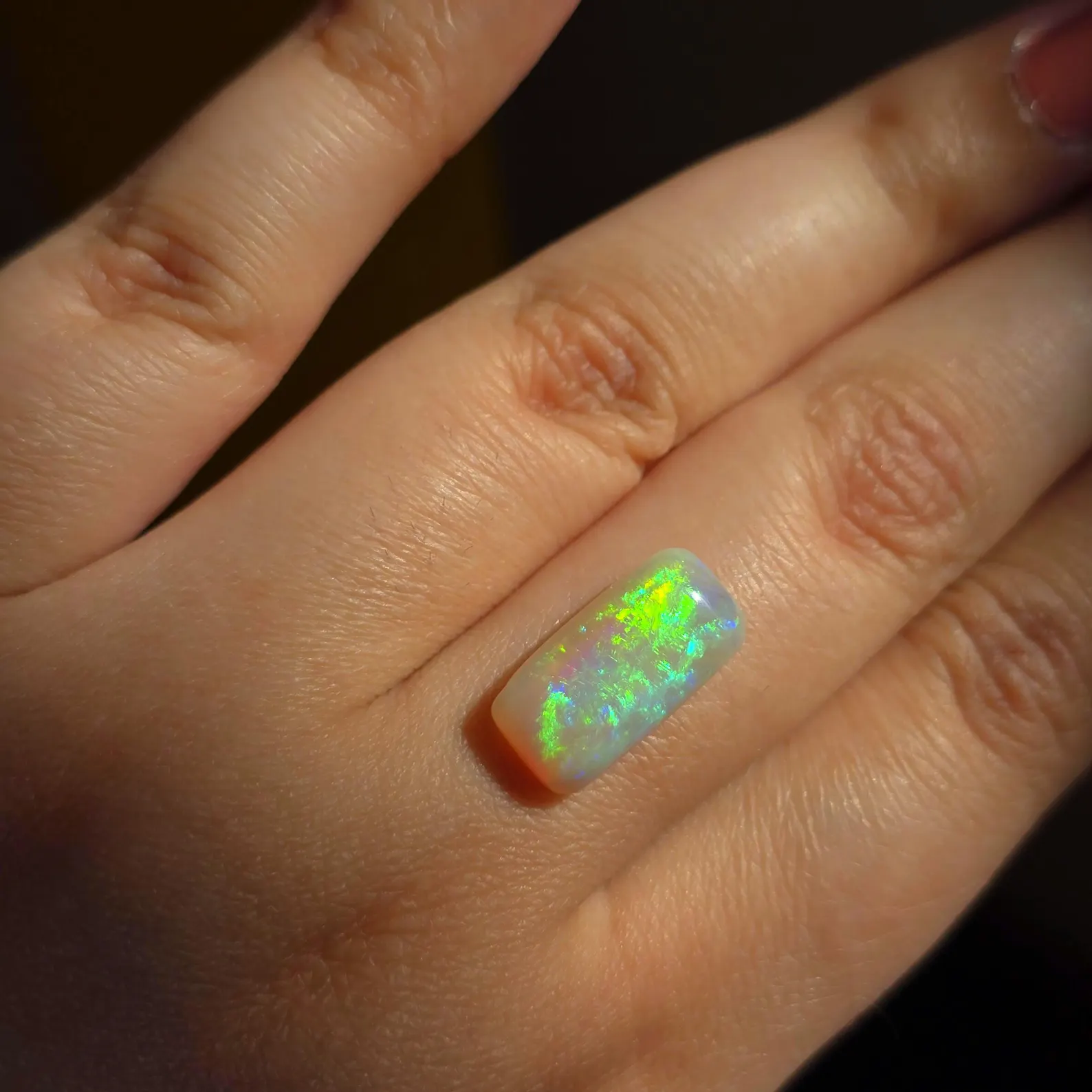 Cushion-cut Firework - Custom Natural Australian Opal Ring, Taylor's ring shape thumbnail 7