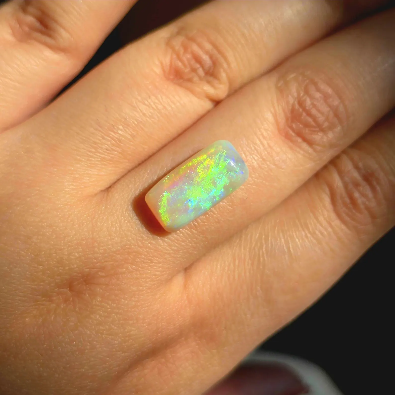 Cushion-cut Firework - Custom Natural Australian Opal Ring, Taylor's ring shape thumbnail 12