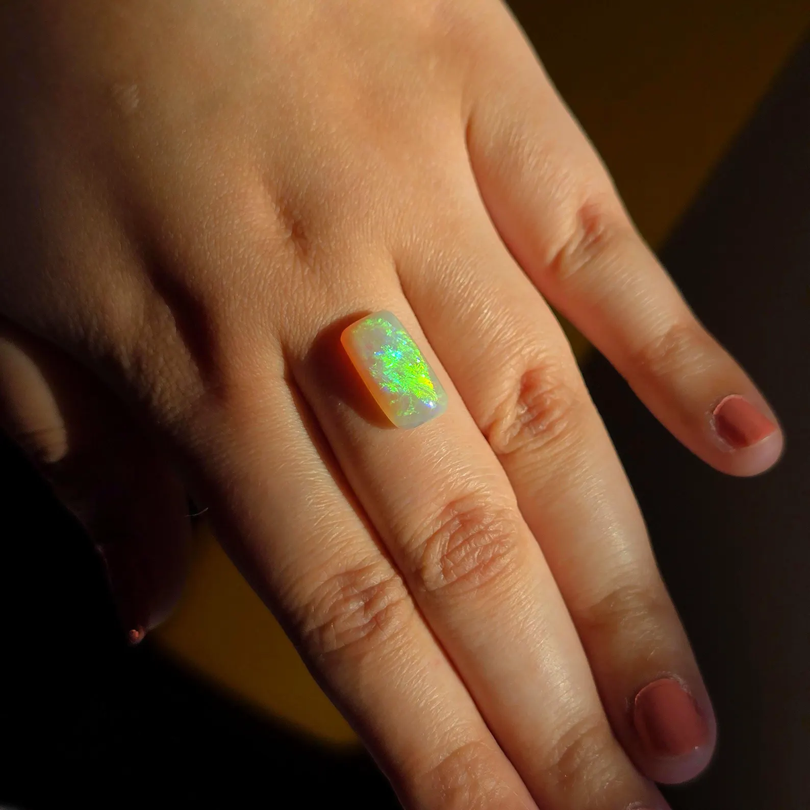 Cushion-cut Firework - Custom Natural Australian Opal Ring, Taylor's ring shape thumbnail 14