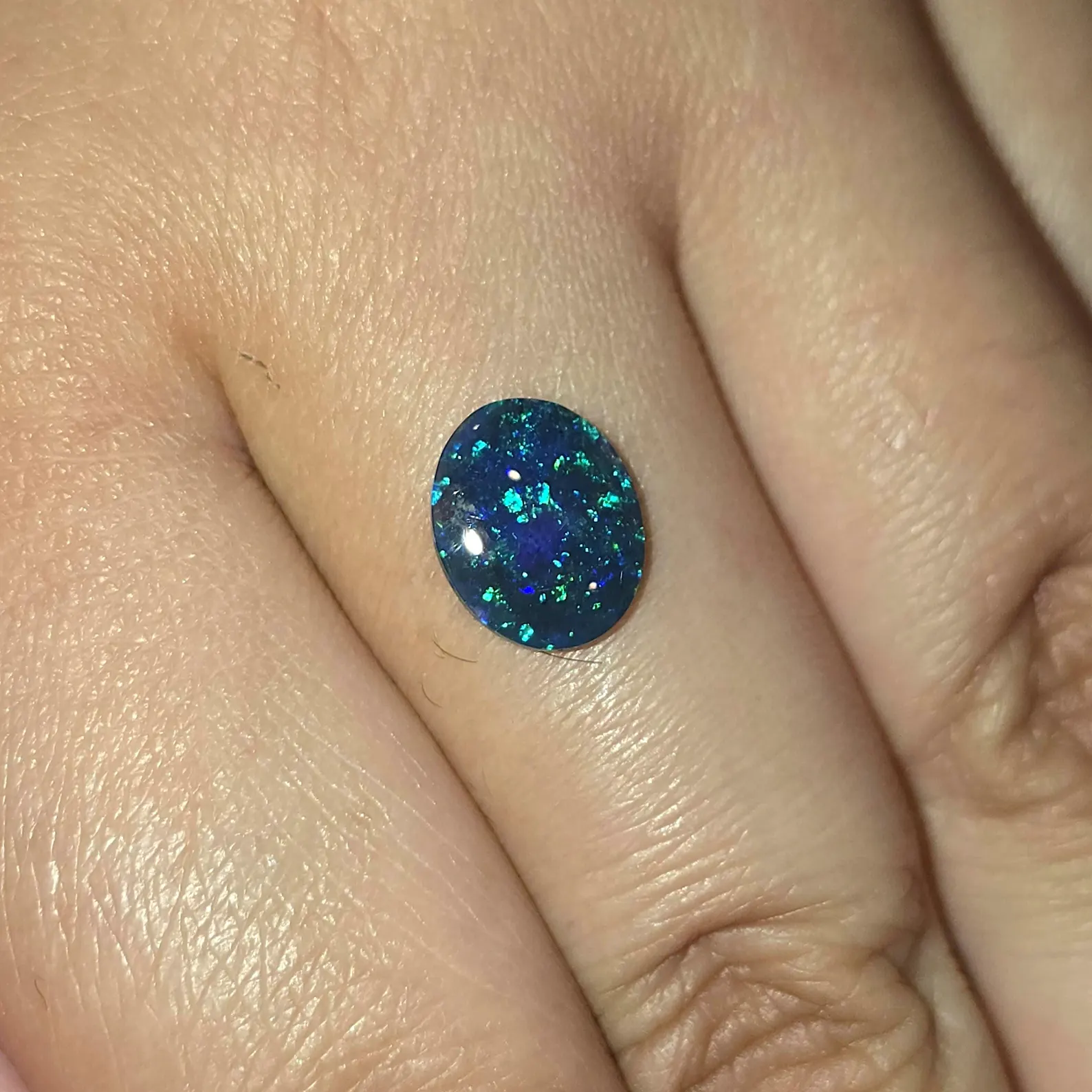 Starry night sky - CUSTOM Natural Australian Black Opal Ring thumbnail 4