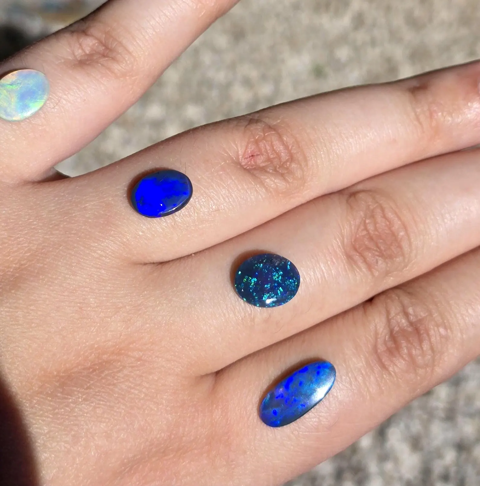 Starry night sky - CUSTOM Natural Australian Black Opal Ring thumbnail 8