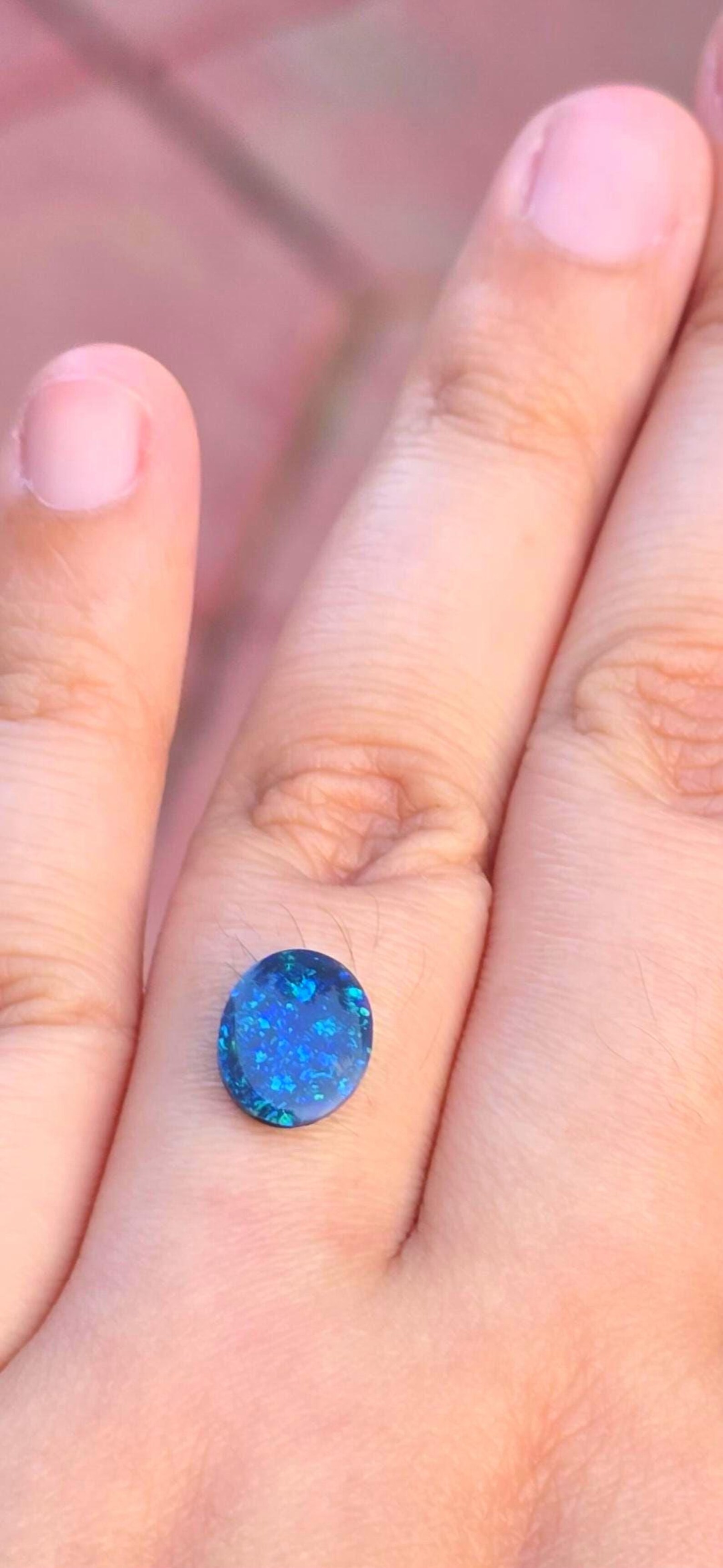 Starry night sky - CUSTOM Natural Australian Black Opal Ring thumbnail 5