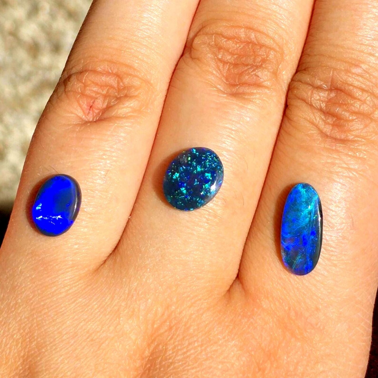 Starry night sky - CUSTOM Natural Australian Black Opal Ring thumbnail 14