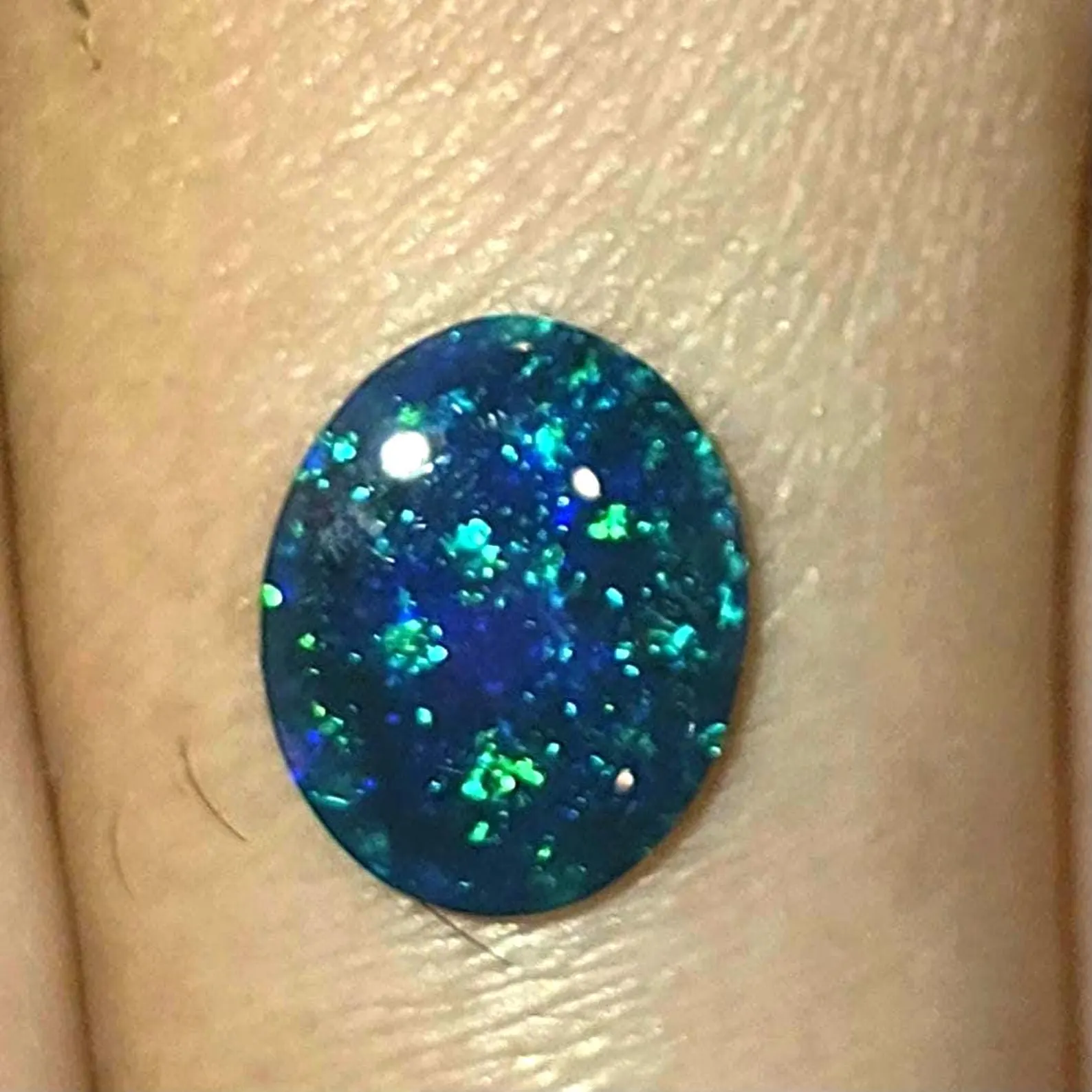 Starry night sky - CUSTOM Natural Australian Black Opal Ring