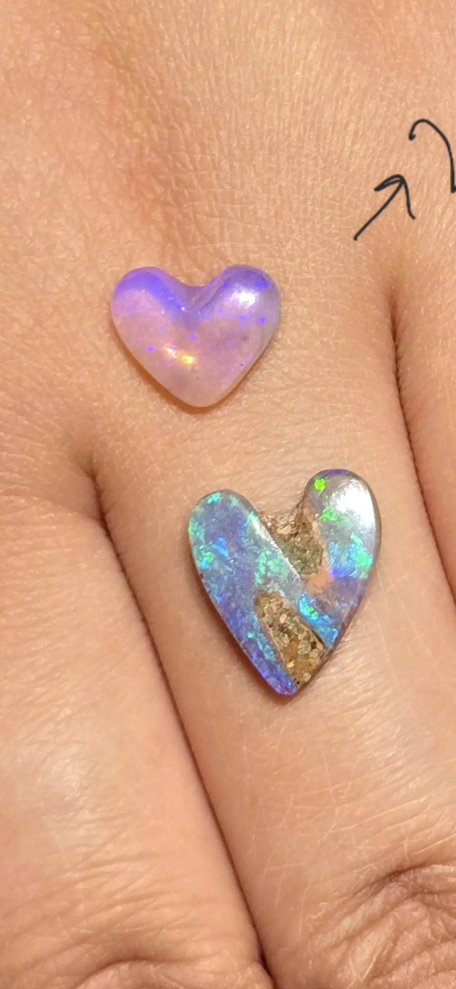 Lavender Heart - CUSTOM Natural Australian Opal heart Ring thumbnail 2