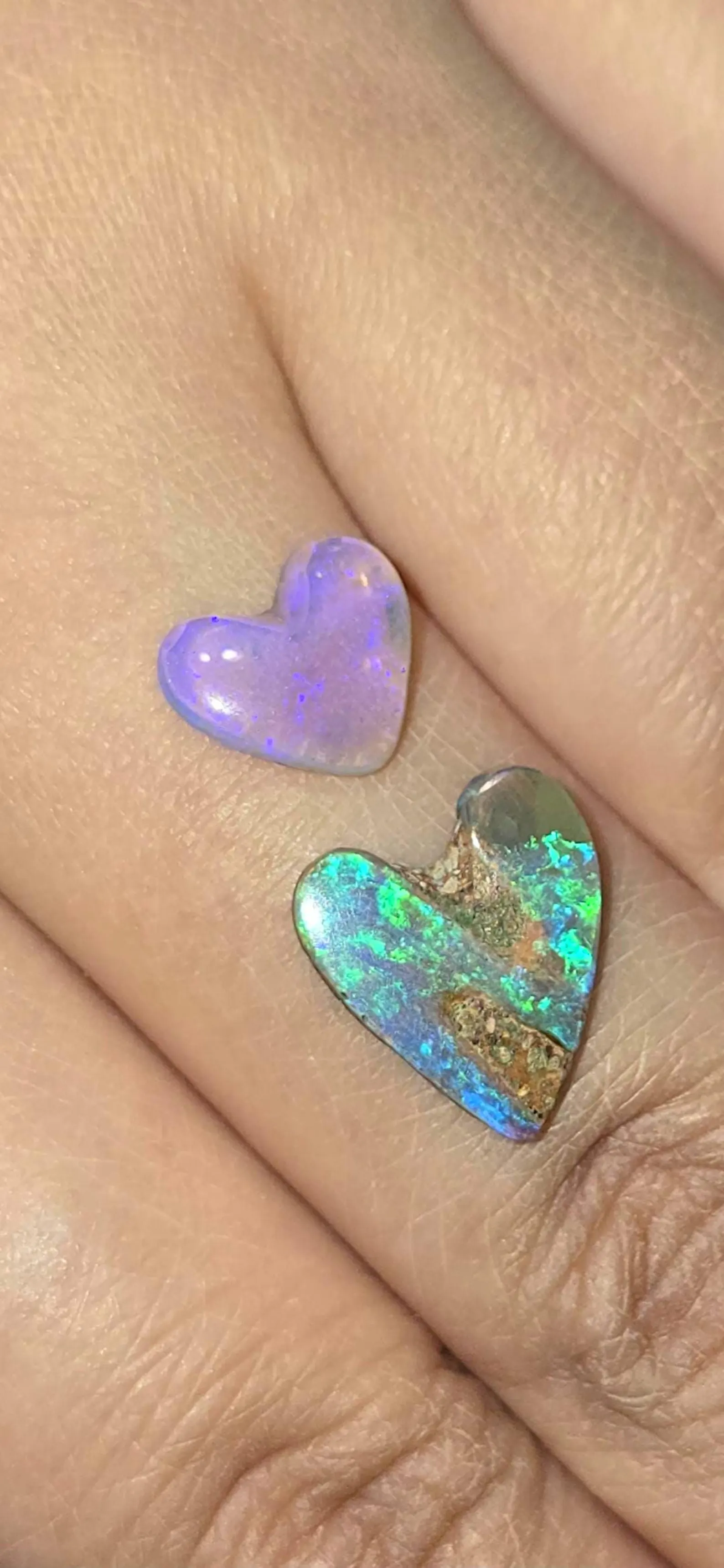 Lavender Heart - CUSTOM Natural Australian Opal heart Ring thumbnail 4