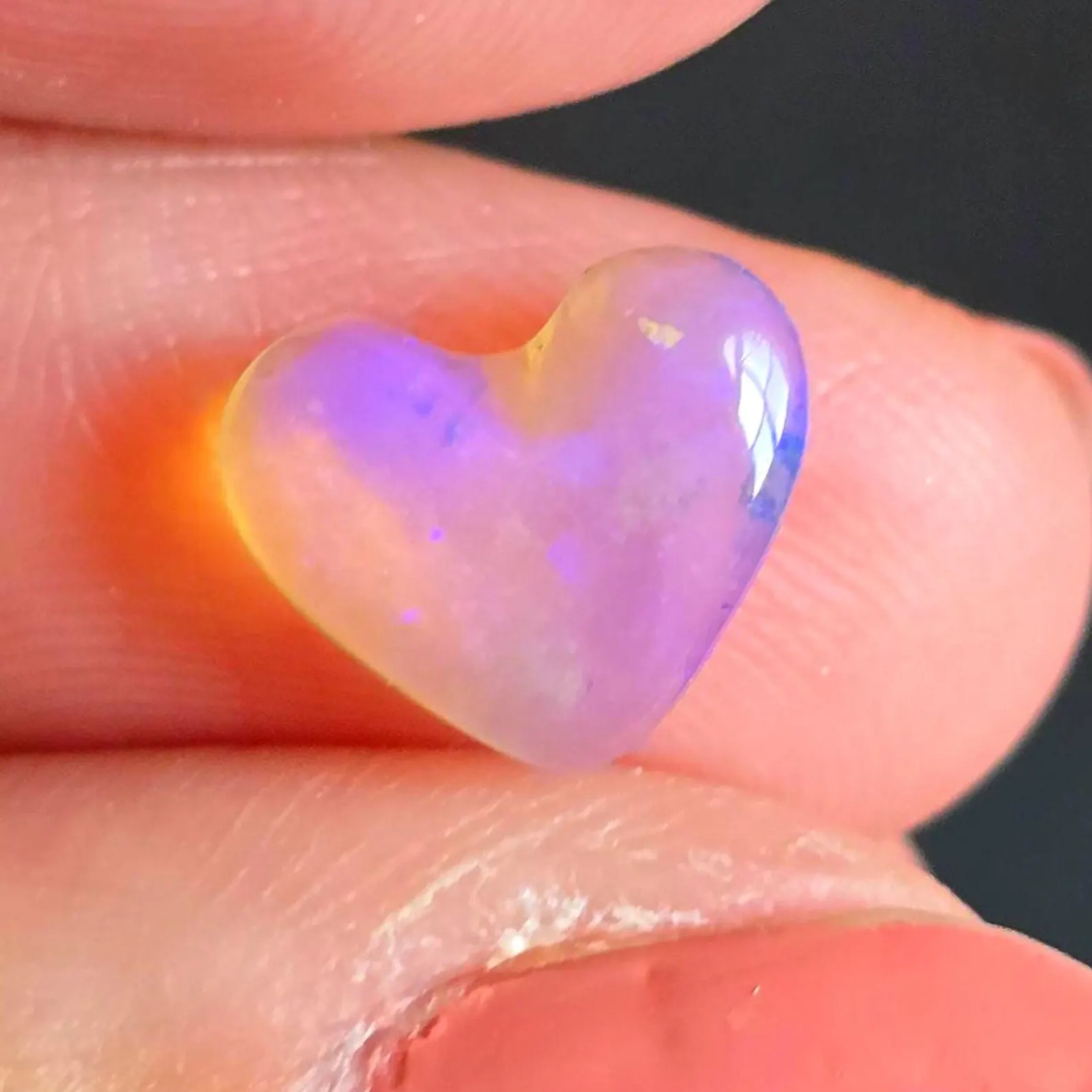 Lavender Heart - CUSTOM Natural Australian Opal heart Ring thumbnail 5