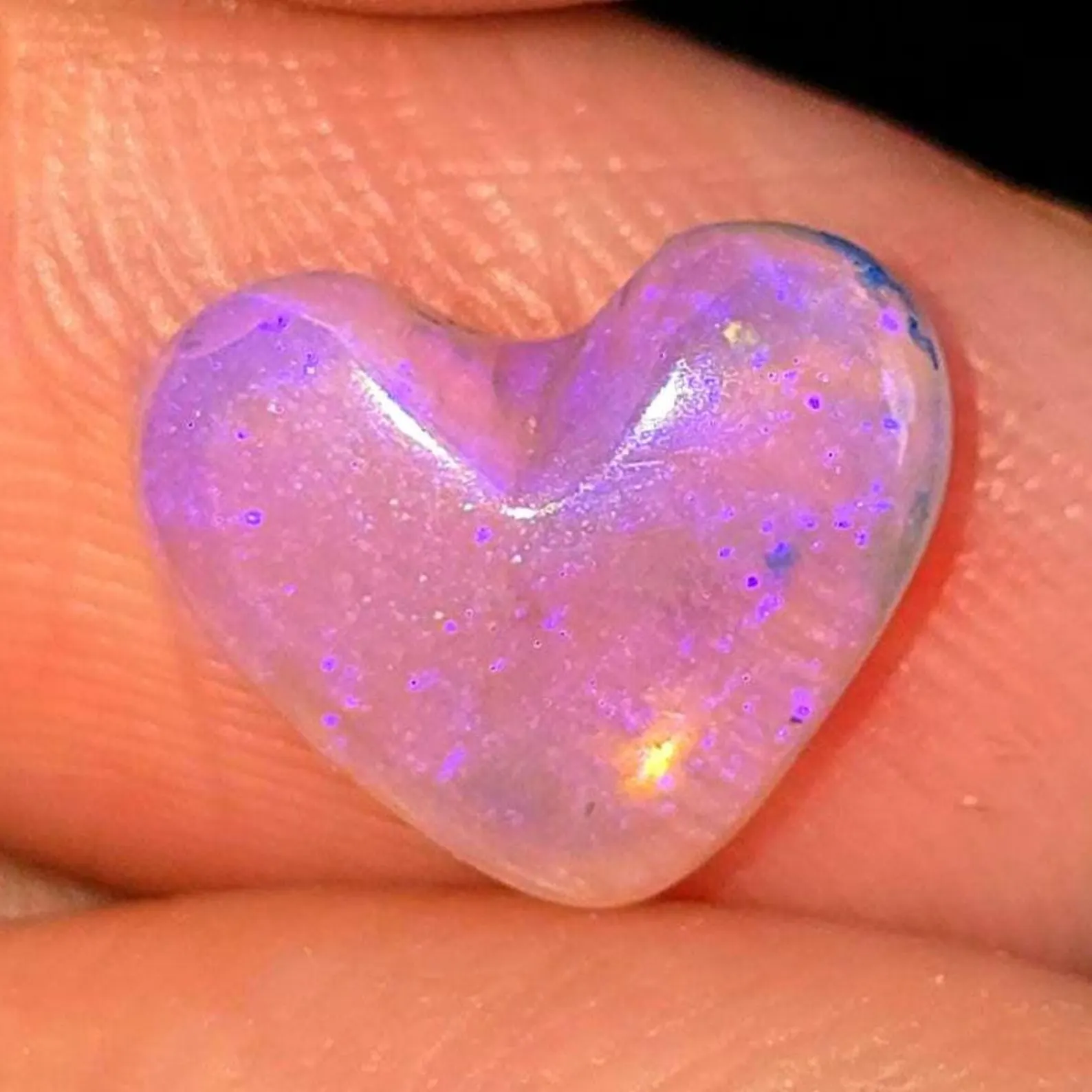 Lavender Heart - CUSTOM Natural Australian Opal heart Ring thumbnail 6