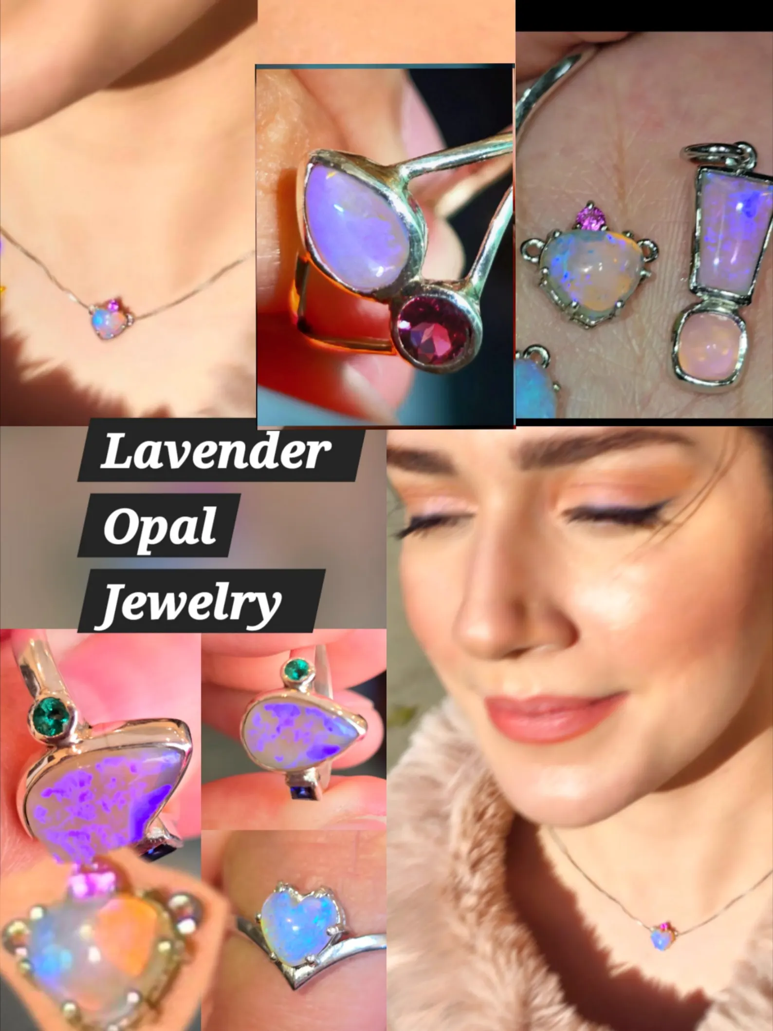 Lavender Heart - CUSTOM Natural Australian Opal heart Ring thumbnail 3
