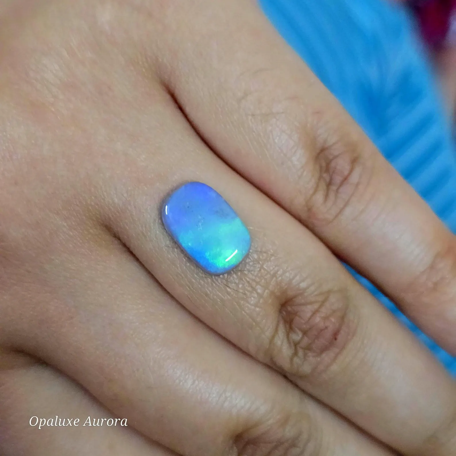 BLUE BADDIE - Custom Natural Australian Opal Ring thumbnail 2