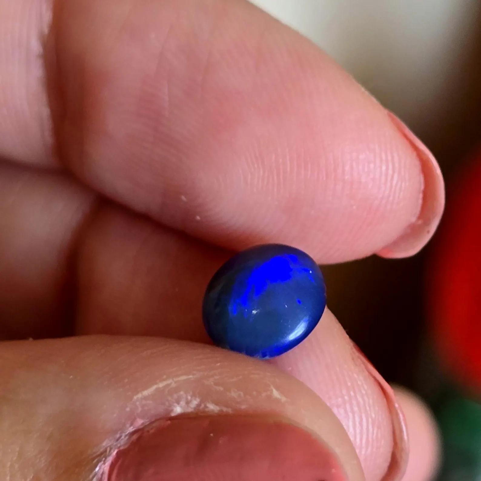 BLUE FLASH - CUSTOM Natural Australian Black Opal Ring thumbnail 11