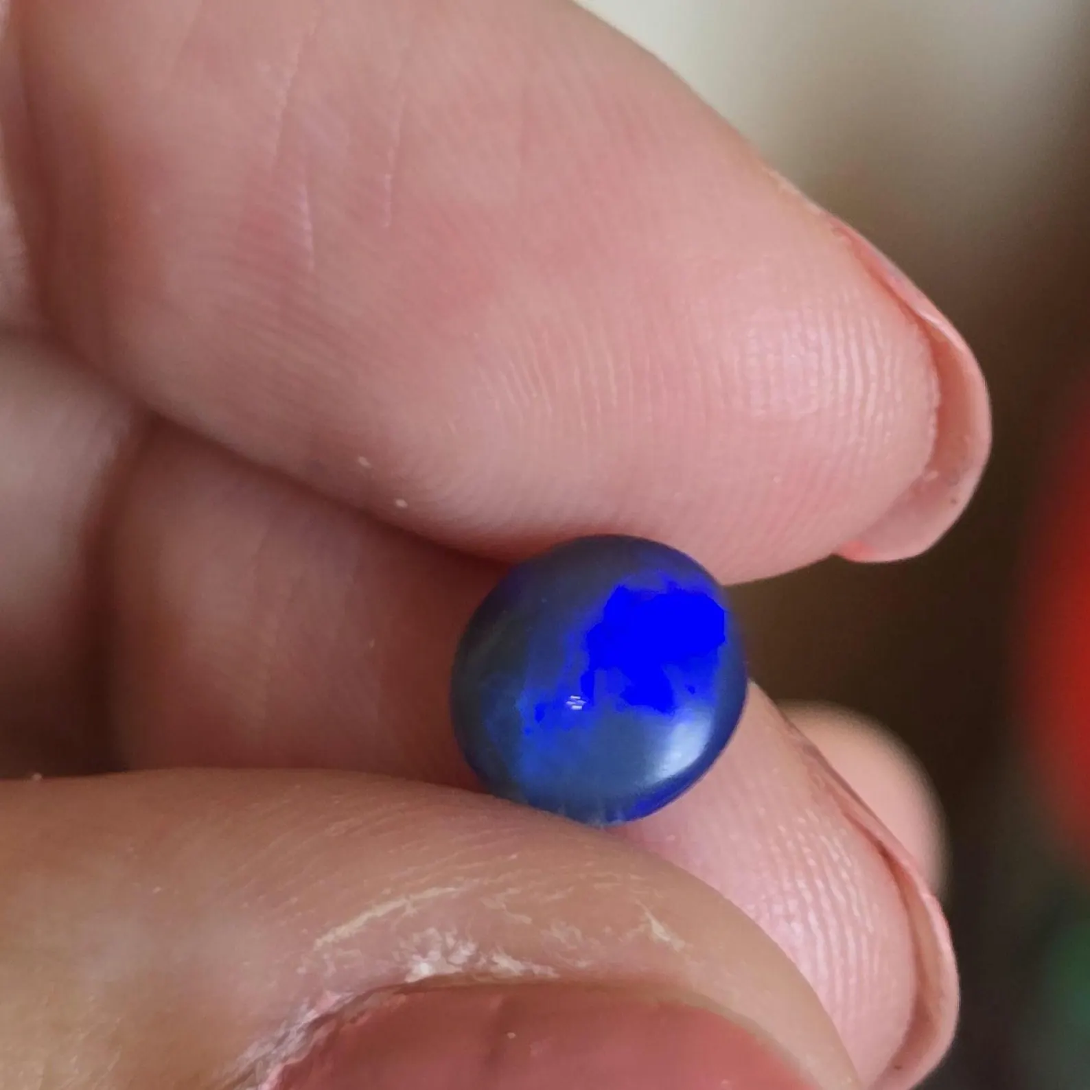 BLUE FLASH - CUSTOM Natural Australian Black Opal Ring thumbnail 7