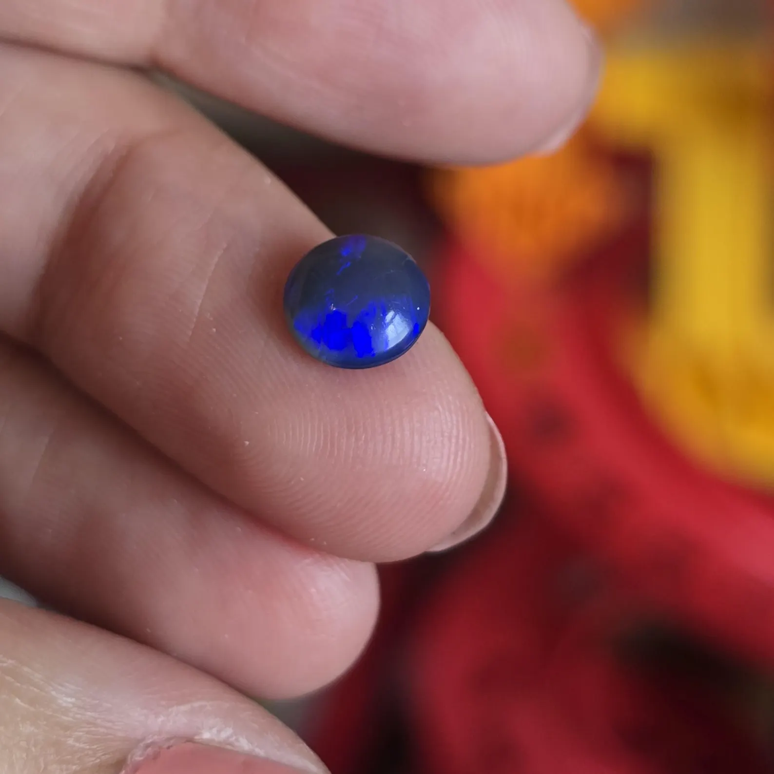 BLUE FLASH - CUSTOM Natural Australian Black Opal Ring thumbnail 14