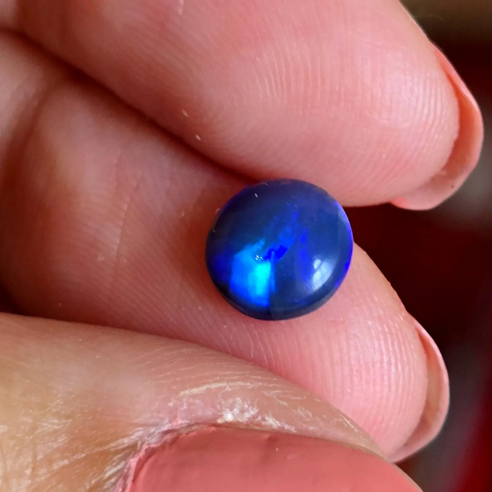 BLUE FLASH - CUSTOM Natural Australian Black Opal Ring thumbnail 4