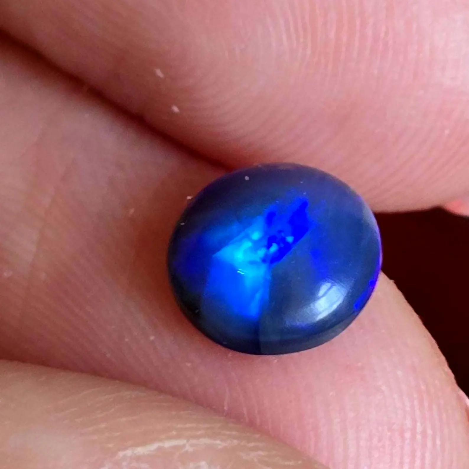 BLUE FLASH - CUSTOM Natural Australian Black Opal Ring thumbnail 3