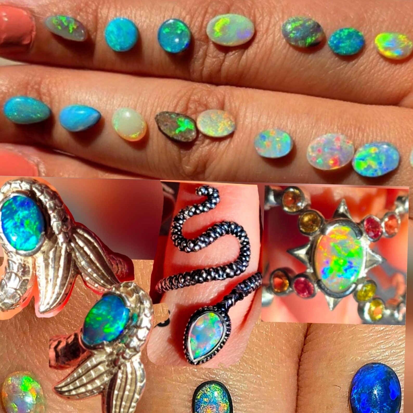 CUSTOM Natural Australian Opal Ring Silver, 