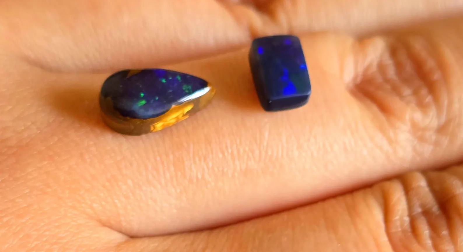 Black Boulder Opals, Custom Natural Australian Opal Ring