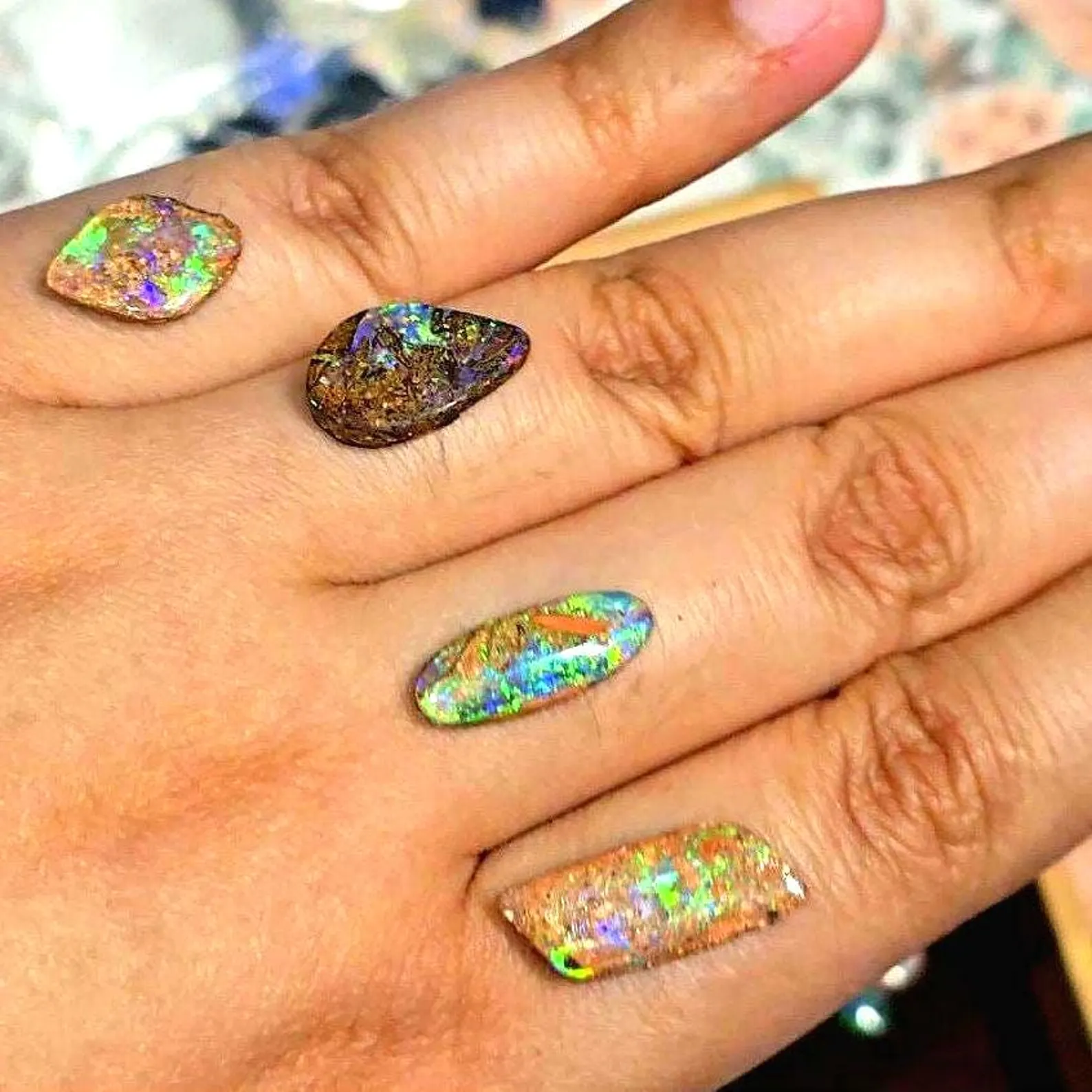 PIPE BOULDERS, TEAL, PURPLE, CUSTOM Natural Australian Boulder Opal Ring Silver thumbnail 15
