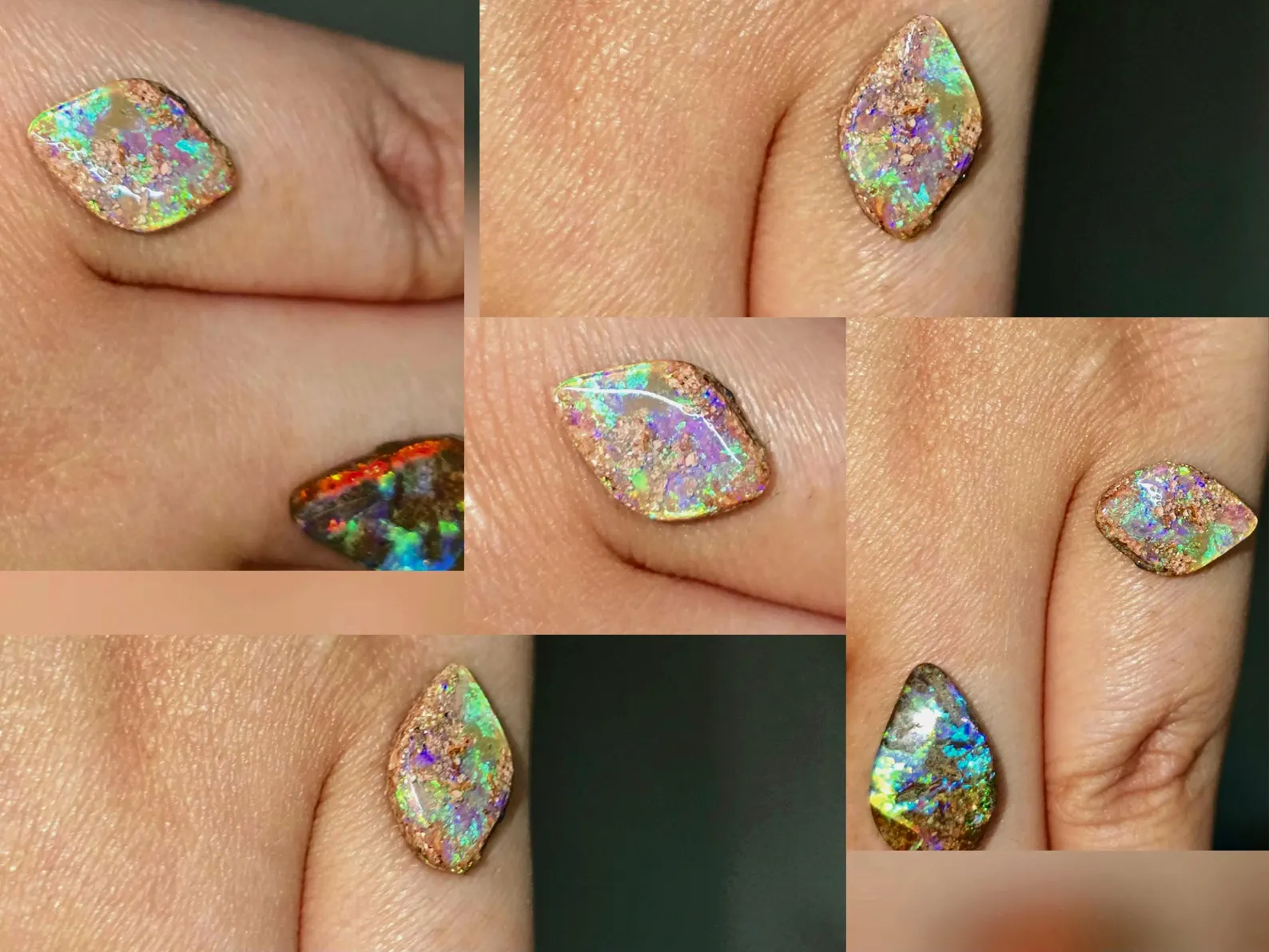 PIPE BOULDERS, TEAL, PURPLE, CUSTOM Natural Australian Boulder Opal Ring Silver thumbnail 8